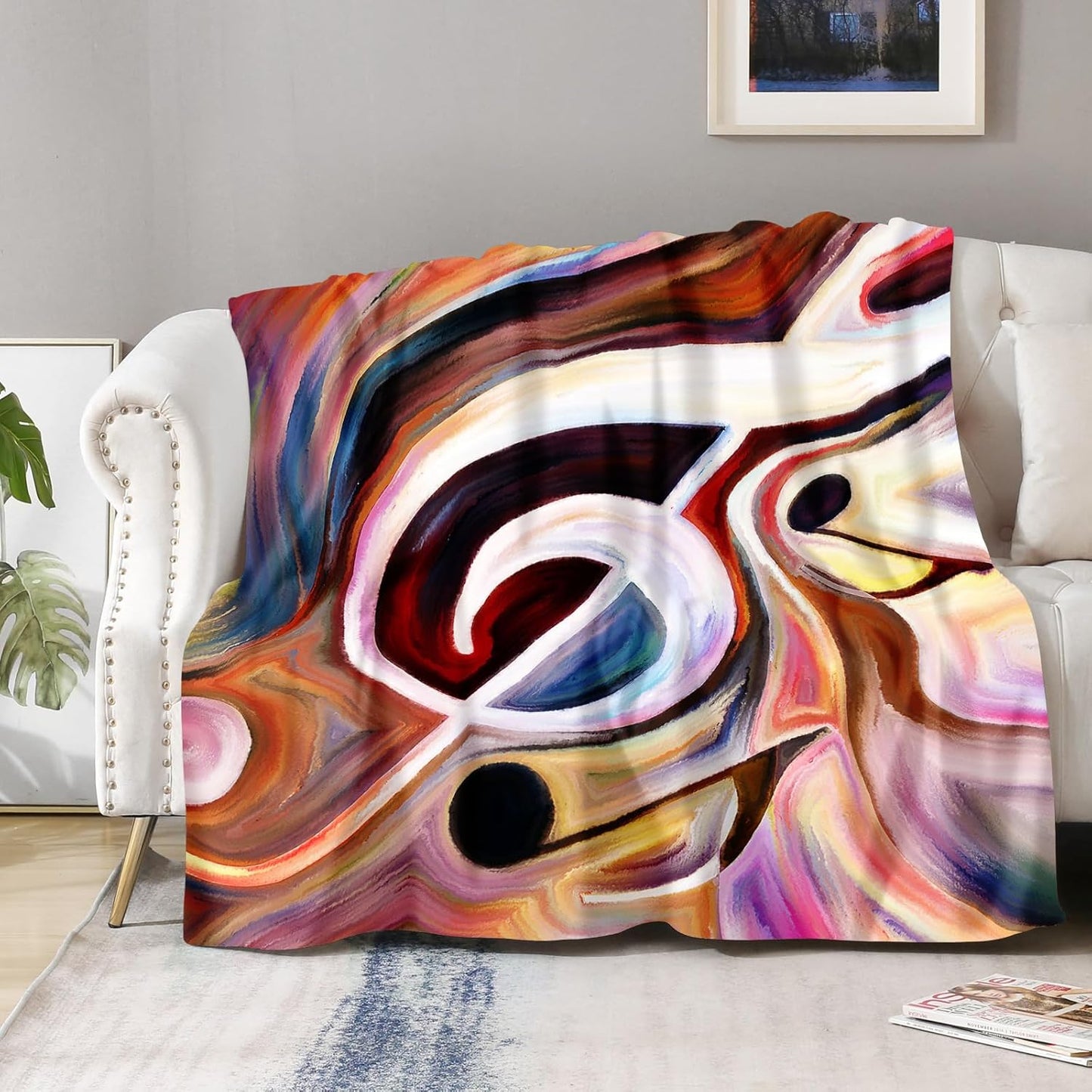 Music Note Gifts Blanket - Abstract Themed Throw for Men, Women & Kids - Soft Fuzzy Fleece Cozy Birthday Christmas Lightweight Blanket 50"x60"