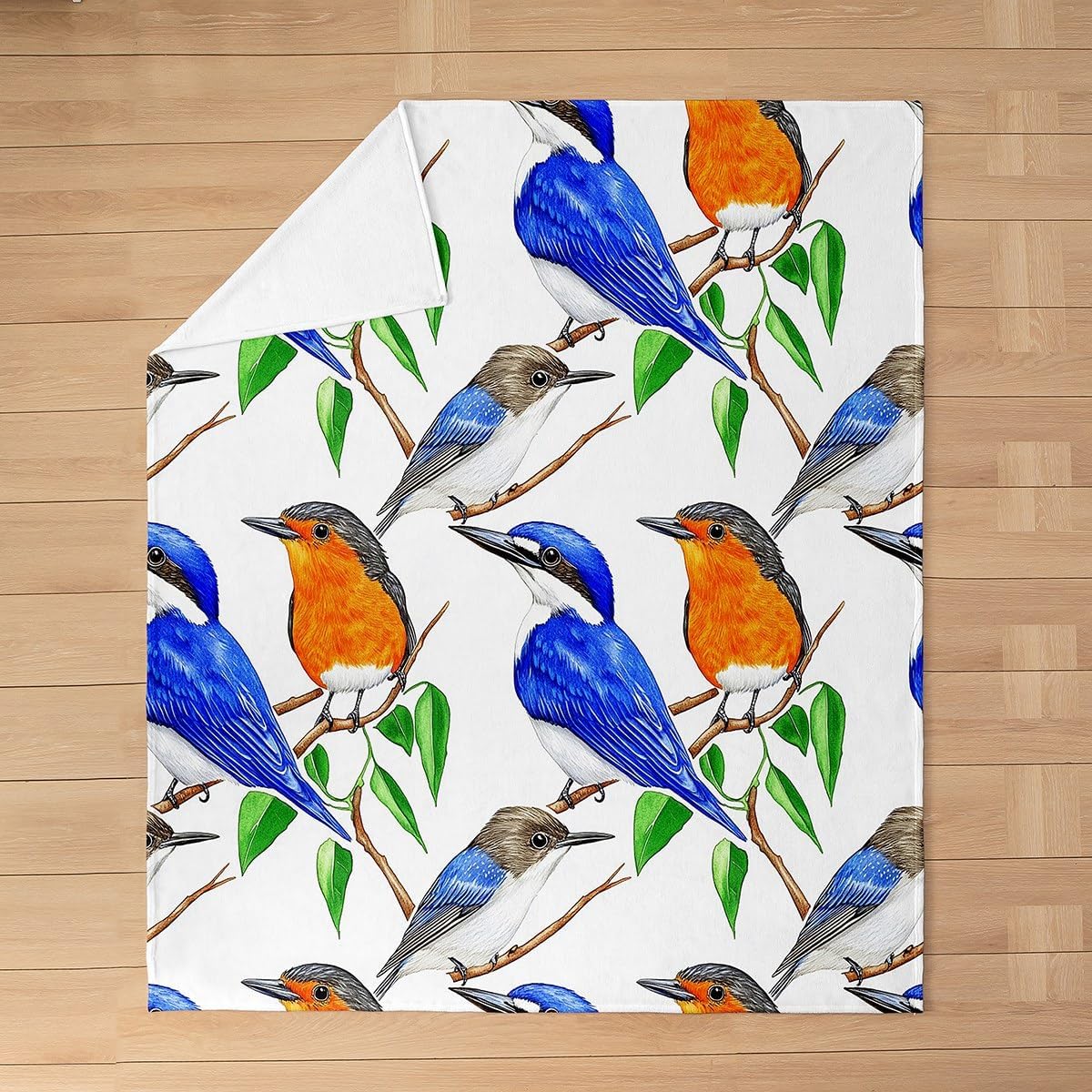Erosebridal Kids Hummingbird Flannel Blanket, Wildlife Bird Baby Size Fleece Blanket for Boys Girls Teens Women Men, Rustic Country Farm Animal Fuzzy Plush Throw, Tree Branches Blankets