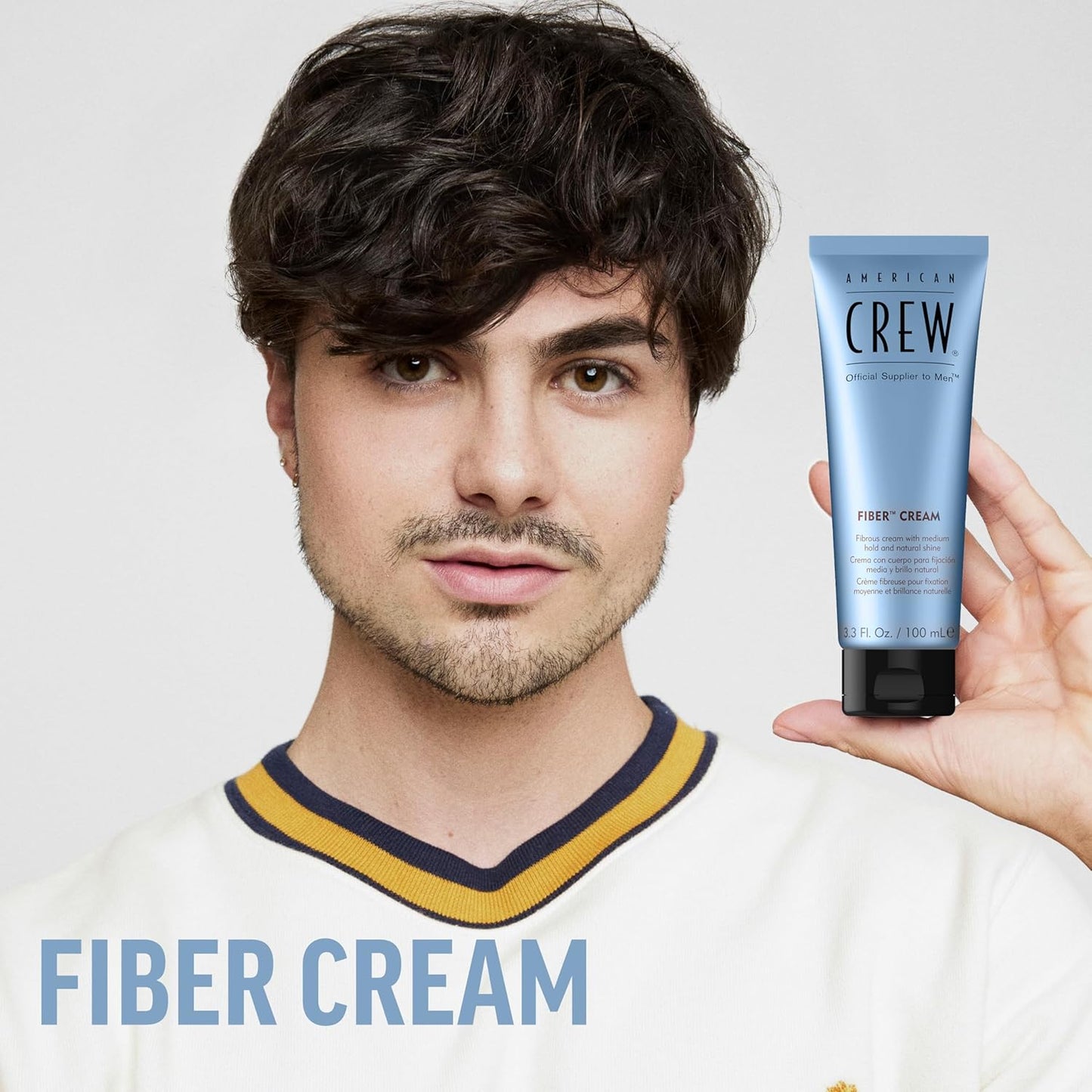 American Crew Men's Fiber Cream, Like Hair Gel with Medium Hold & Natural Shine, 3.3 Fl Oz