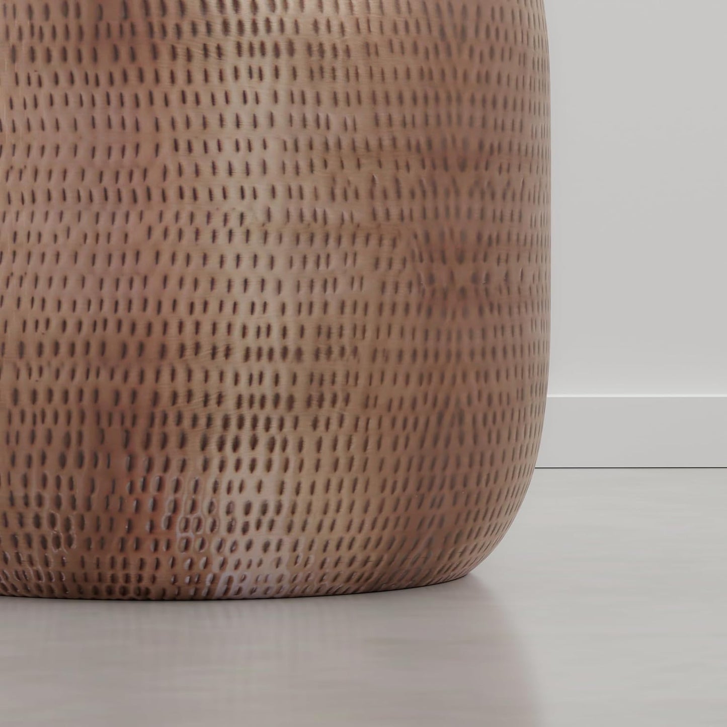 SIMPLIHOME Griffen Metal Storage Accent Table - 19 inch Wide Solid Metal Round Drum Side Table in Burnished Copper, Industrial End Table for Living Room with Hidden Storage Space, Assembled
