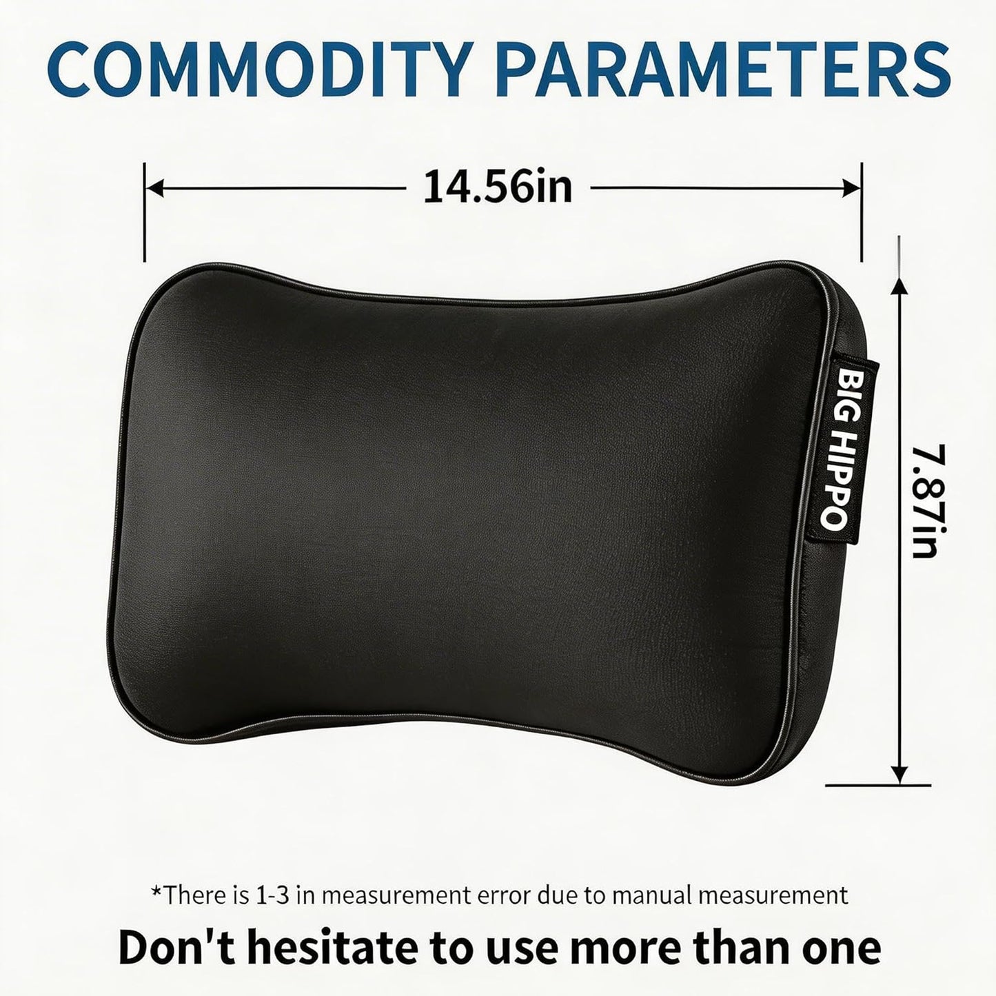 Big Hippo Lumbar Support Pillow for Car & Office Chair - Memory Foam Back Cushion for Lower Back Pain Relief, Ergonomic Back Support with Breathable Cover for Home, Truck, Wheelchair