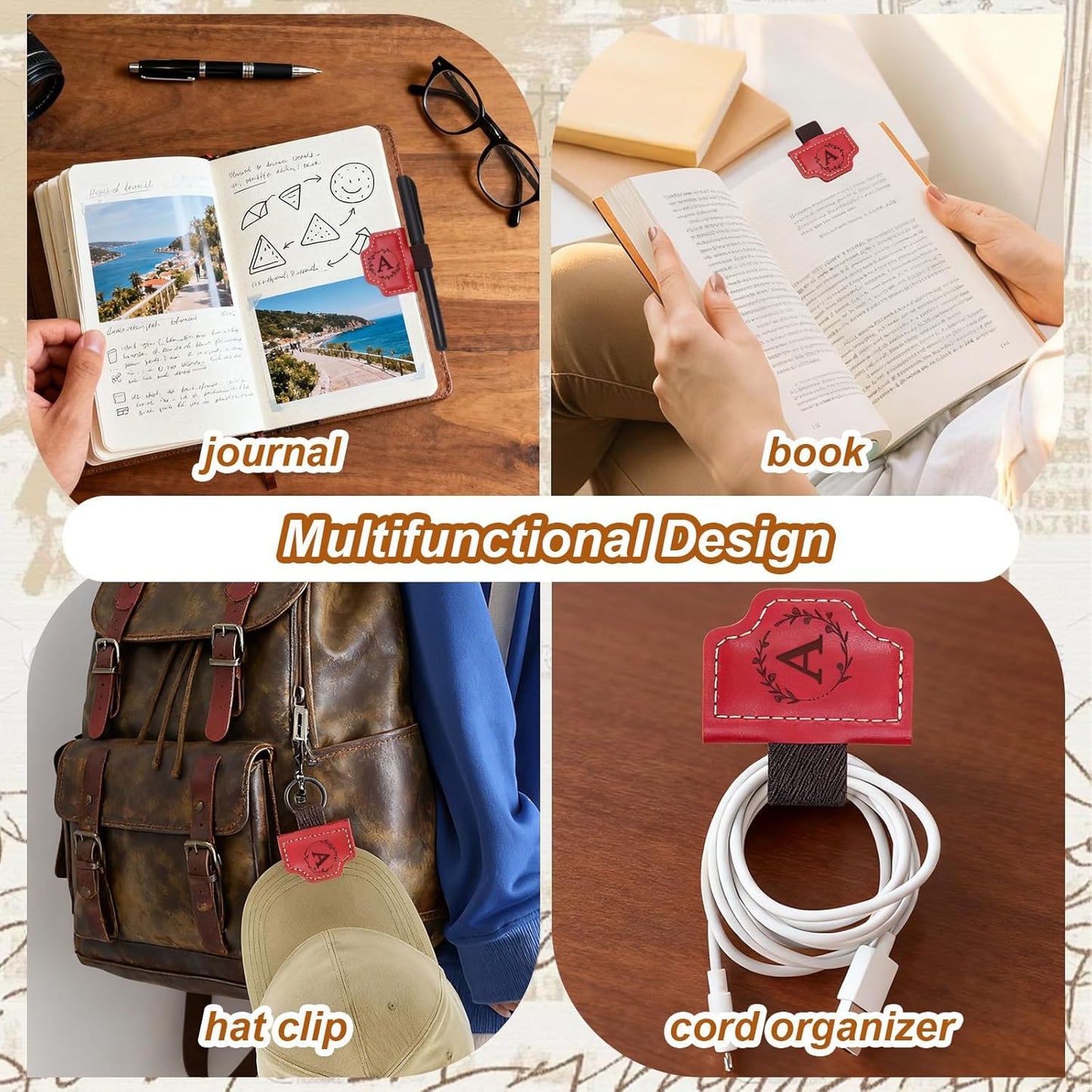 2PCS Magnetic Bookmarks with Pen Holder - Personalized Initial Letters Book Marks for Reading Women, Vintage Book Clip Accessories Gift for Book Lovers Readers Men Women Teachers Students (A)
