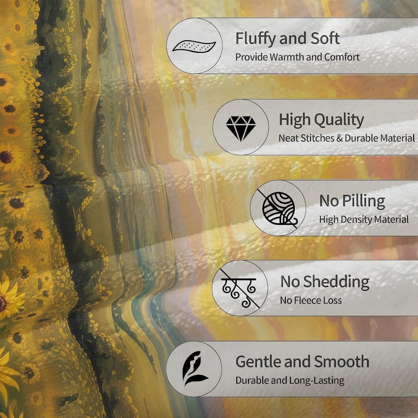 Sunset Sunflower Blanket - Soft, Cozy, Lightweight Flannel Throw Blanket, Perfect for Couch, Bed, Travel - Fuzzy, Fluffy Decorative Home Decor for Outdoor and Indoor Use 60"x50"