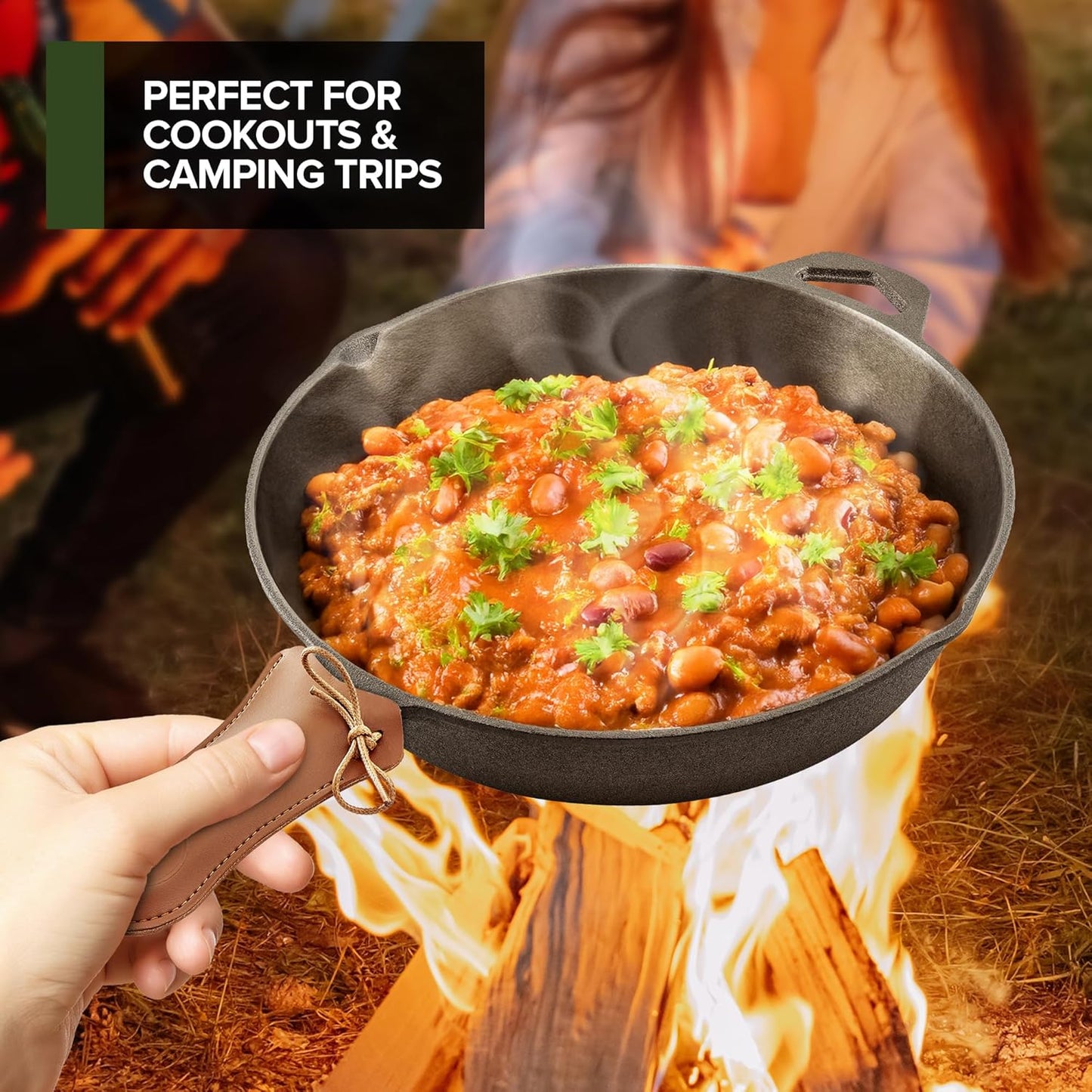 Modern Innovations 10 Inch Cast Iron Skillet, Pre-Seasoned Smooth Polished Surface, Heavy-Duty, Naturally Non-Stick 100% Cast Iron Frying Pan- Saute, Sear & Grill on Campfires, Stoves & Ovens