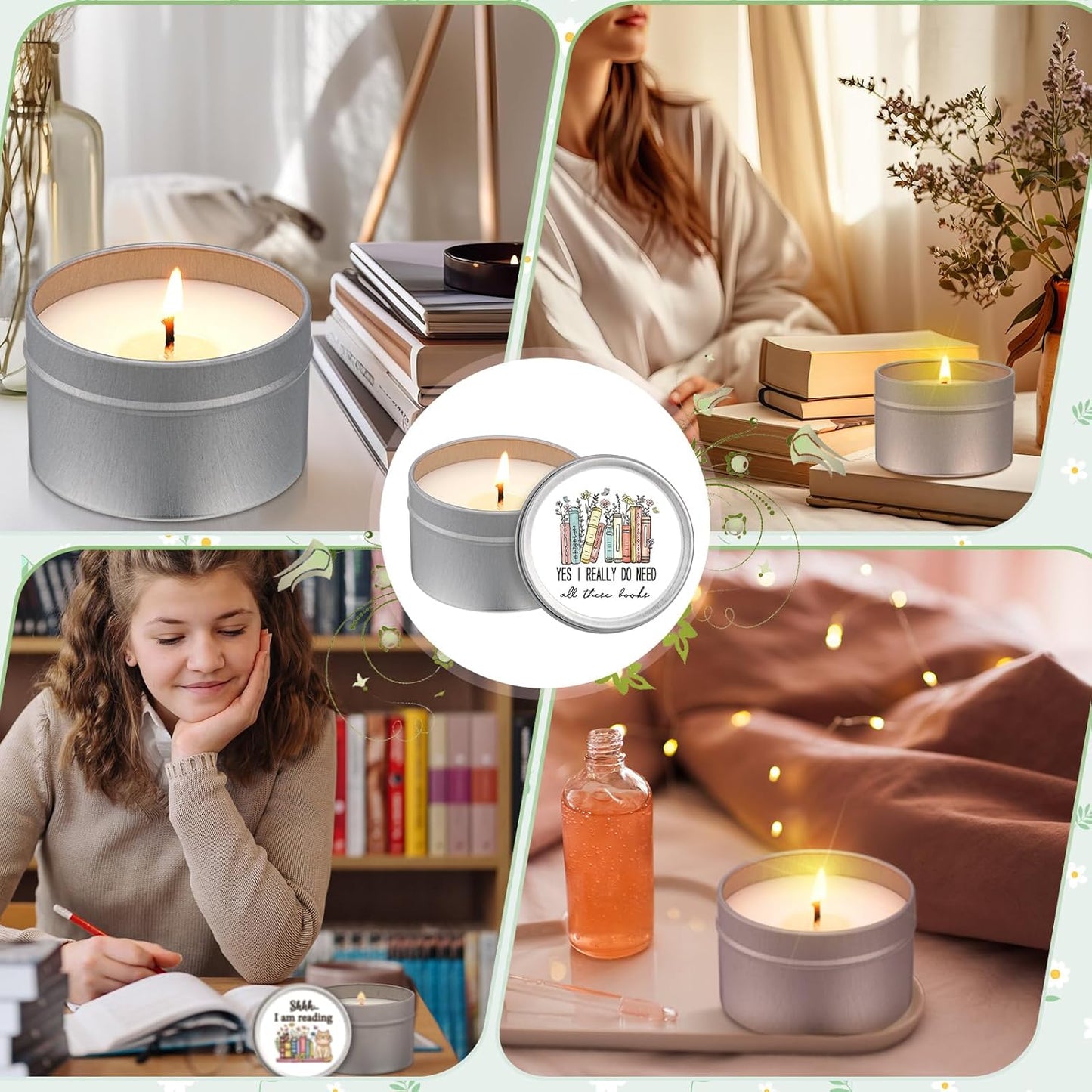 Nuanchu 8 Pcs Book Lover Candles Club Gifts 4 oz Scented Candle Reading Time Natural Soy Wax Candles for Book Lovers Librarian Bookish Club Gifts (Stylish Style)