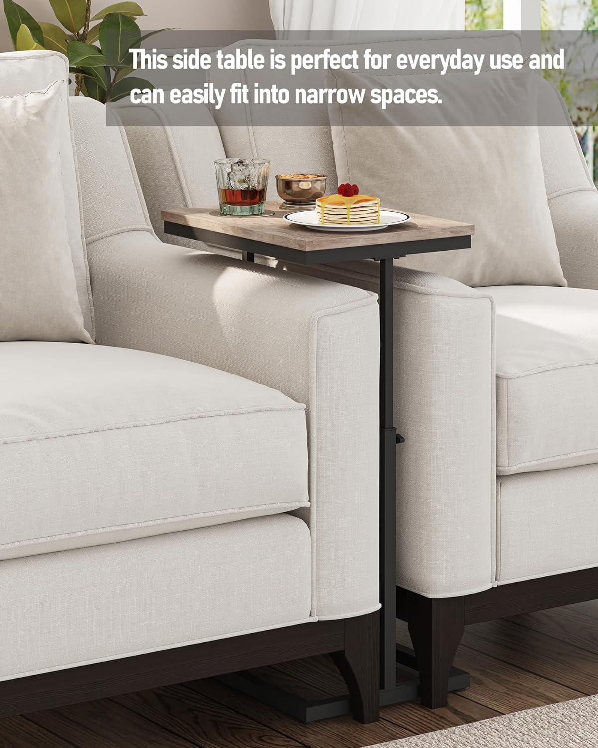 TUTOTAK End Table, Side Table, Tall Couch Table, Sofa Table, Living Room, Bedroom,Greige TB01BG083P