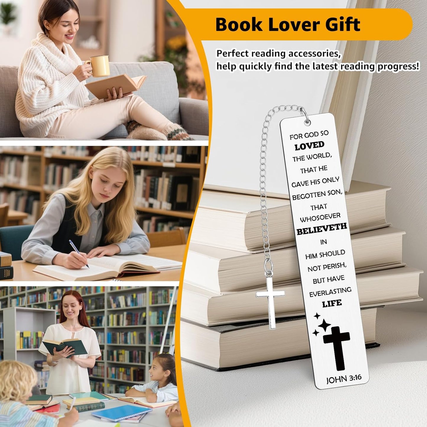 Easter Basket Stuffers Metal Bookmark Christian Gifts for Women Men Book Lovers Inspirational Religious Faith Gifts Book Marks for Reading Bible Accessoires Christmas Birthday Baptism Gift
