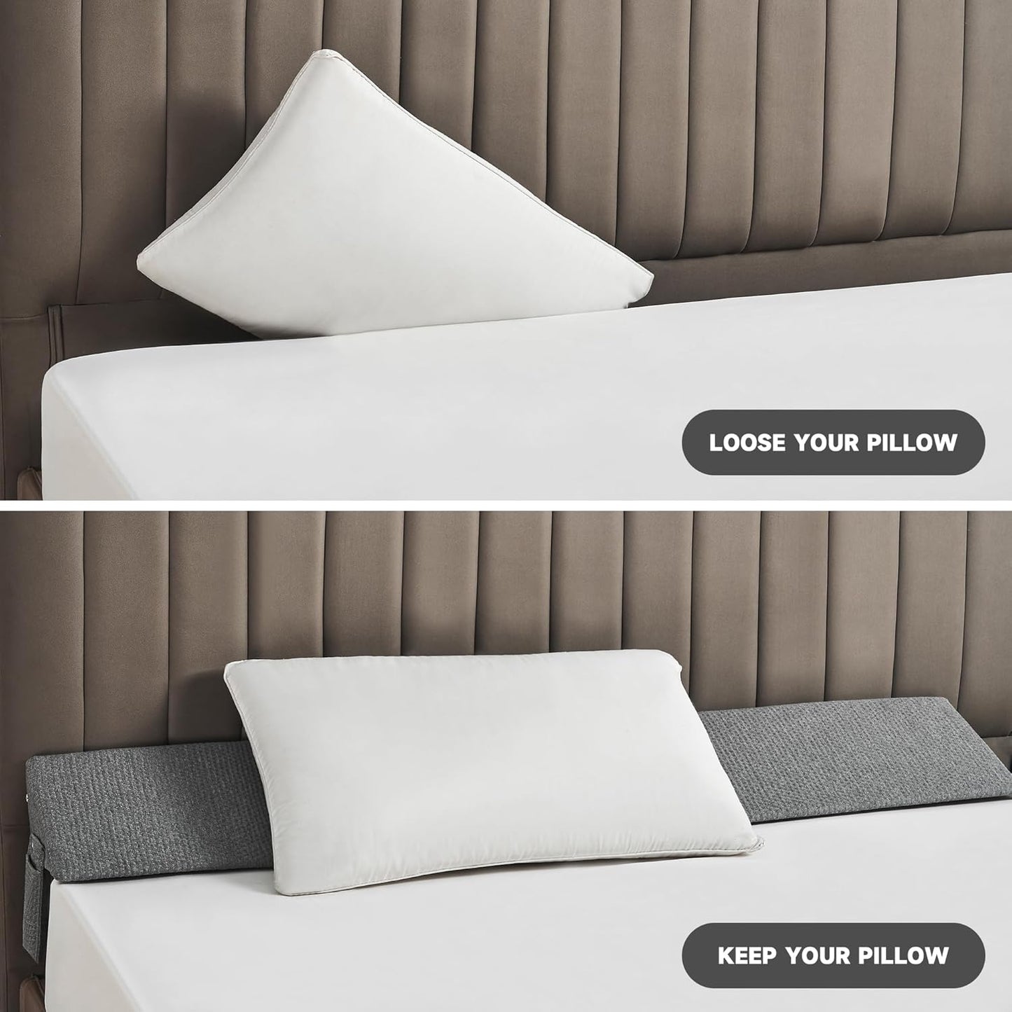 IFNOW Queen Size(60"x6"x10") Bed Wedge Pillow for Headboard, Mattress Gap Filler(0-8"), Bed Wedge for Gap Between Your Headboard and Mattress Dark Grey