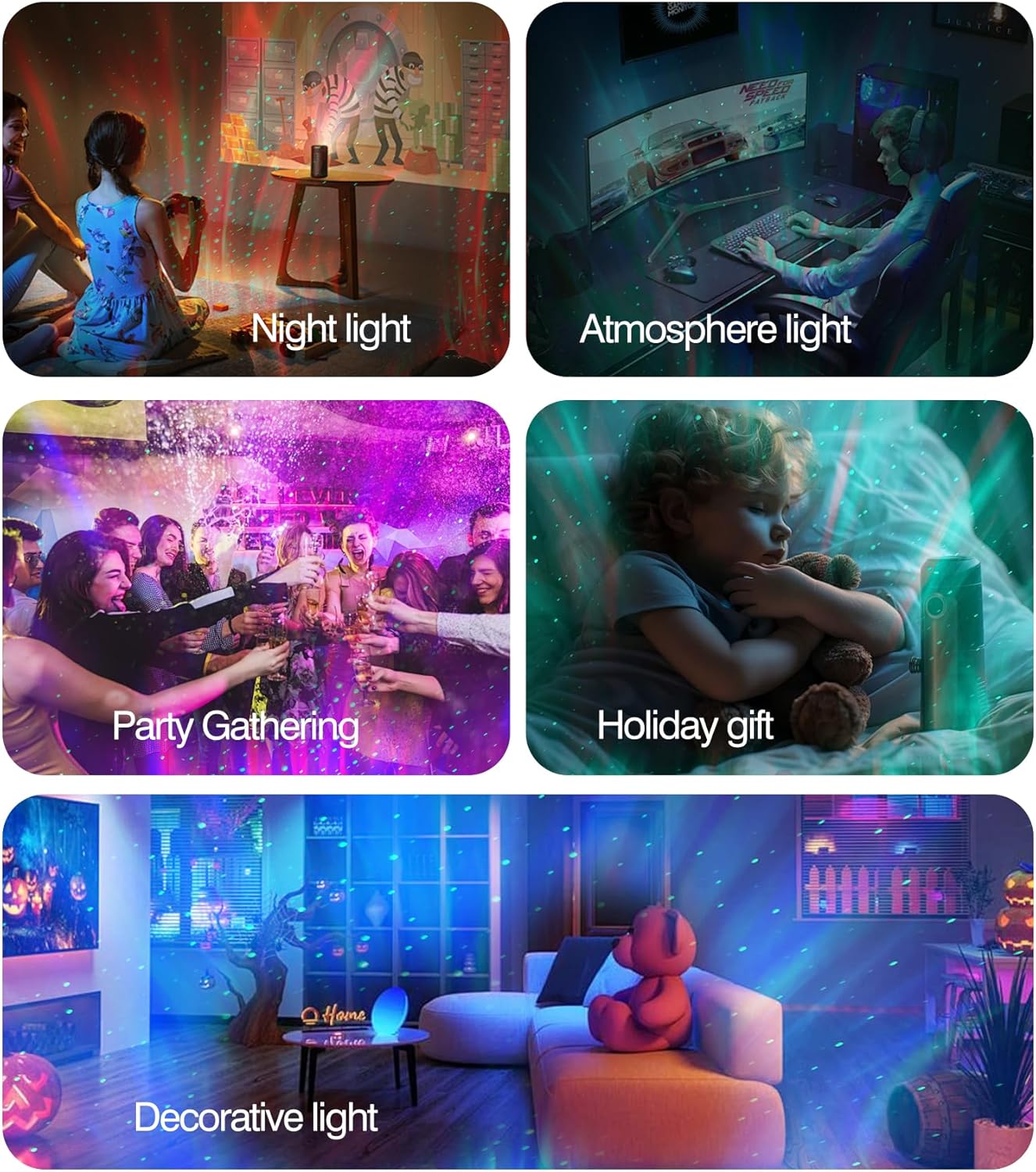 Astronaut Galaxy Projector,Astronaut Star Bee Projector,Nebula Ceiling LED Night Light for Kids with Timer Remote,Adjustable Flowing Light Starry Projection for Bedroom, Game,Room