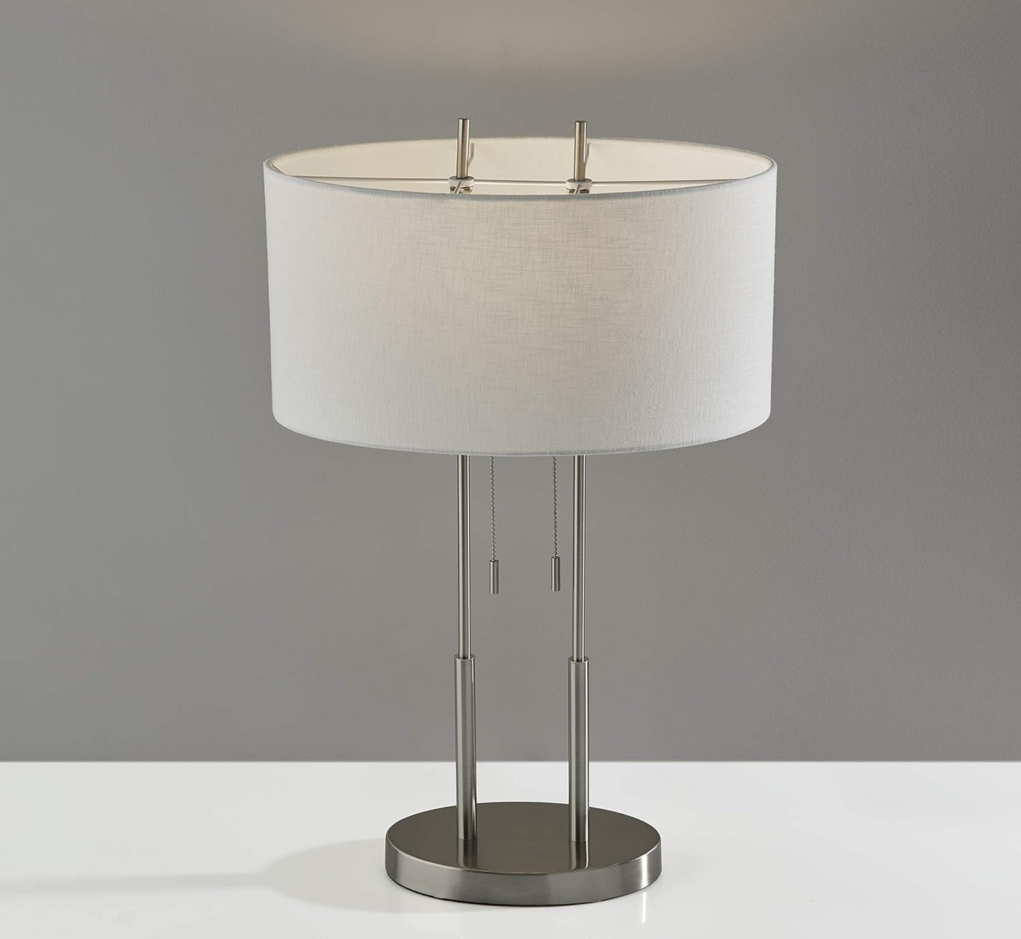 Adesso 4015-22 Duet 27" Table Lamp, Satin Steel, Smart Outlet Compatible