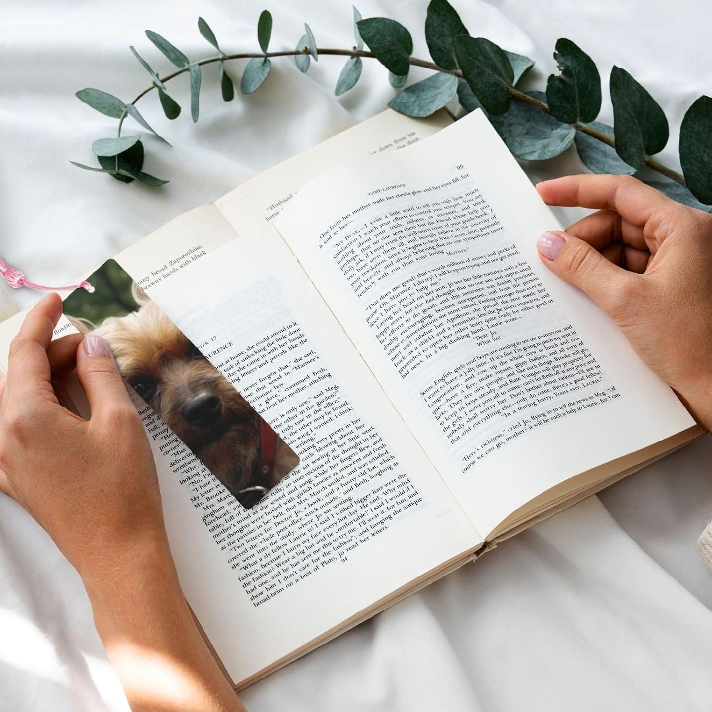 Dog in The Park Bookmarks Gifts for Women Men, Wooden Bookmarks for Book Lovers, Vintage Book Marks Ornaments with Tassel, Unique Personalized Reading Page Markers Pink