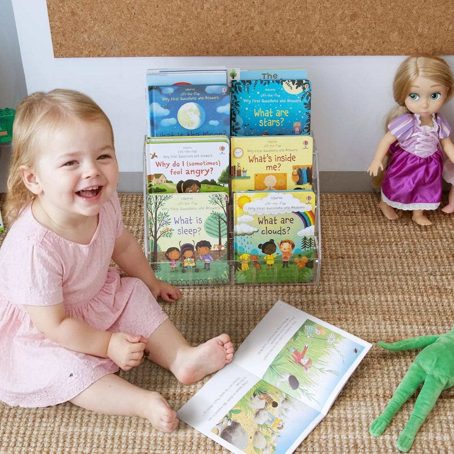Small Kids Bookshelf, Portable Clear Book Shelf, Desktop Book Display, Tabletop Book Organizer for Kids and Toddler in Nursery, Baby Room, Playroom