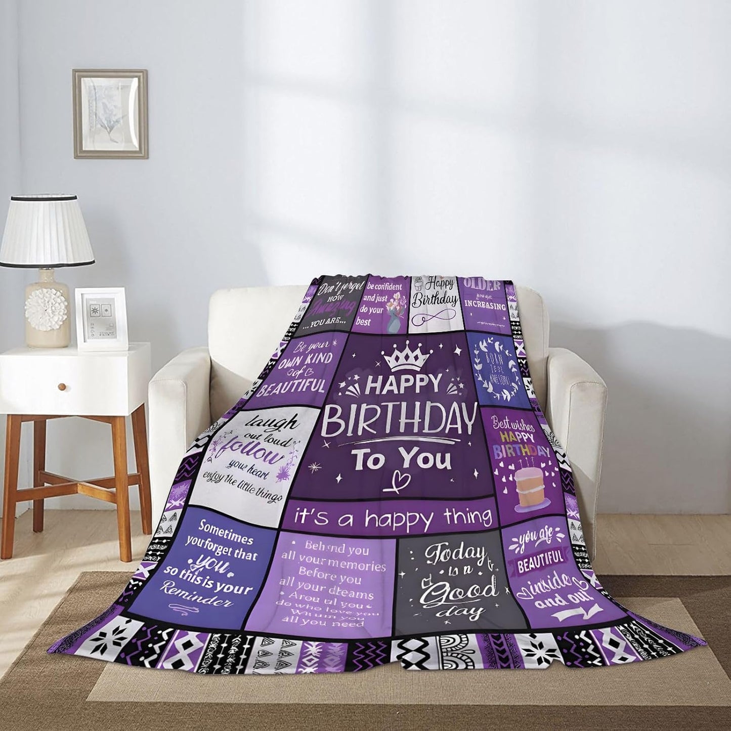 Happy Birthdays to You Blanket Funny Soft Throw Cozy Celebration Gift Blanket Birthday Present for Him or Her Party Décor Surprise Holiday