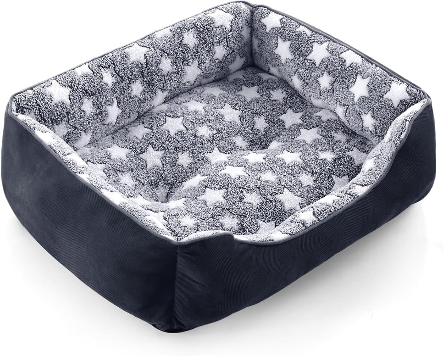 GASUR Small Dog Beds Small Size Dogs, Rectangle Washable Dog Bed, Orthopedic Dogs Sofa Bed, Pet Cuddler Anti-Slip Bottom, Soft Calming Sleeping Warming Puppy Bed (S (20"x 19"x 6"), Black)