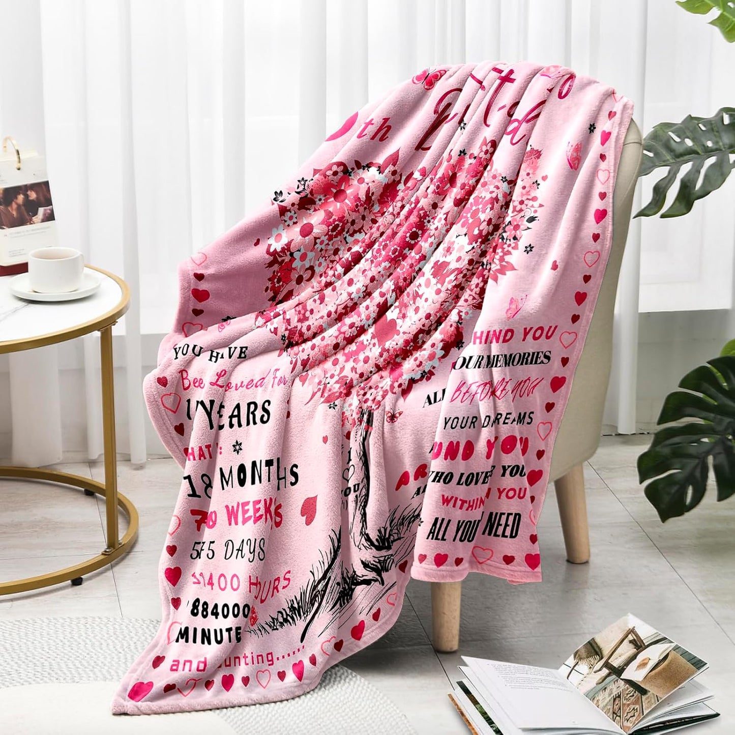 Quinceanera Gifts Throw Blanket 60"x50", Birthday Gifts for 15 Year Old Girl, 15th Birthday Gift for Teen Girls, Sweet 15 Presents for Girls, 15 Year Old Girl Gift Ideas, 15 Bday Present