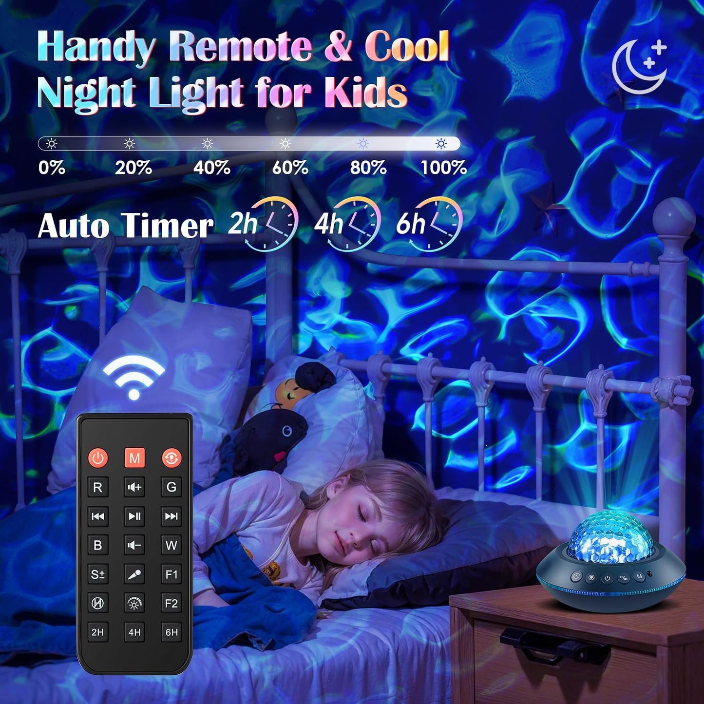 Galaxy Projector for Bedroom, White Noises & Bluetooth Night Light Projector,360° Full Coverage Ceiling Projector Galaxy Light Projector,Remote Timer Night Sky Projector Ocean Light Projector