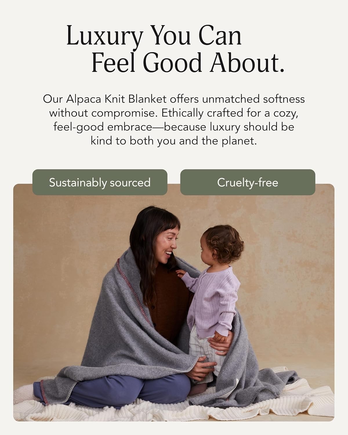 UnHide Knit Alpaca Blanket - 60" x 80" Ultra-Soft & Lightweight Throw - Made with Alpaca & Merino Wool - Sustainable & Ethically Sourced - Snow White