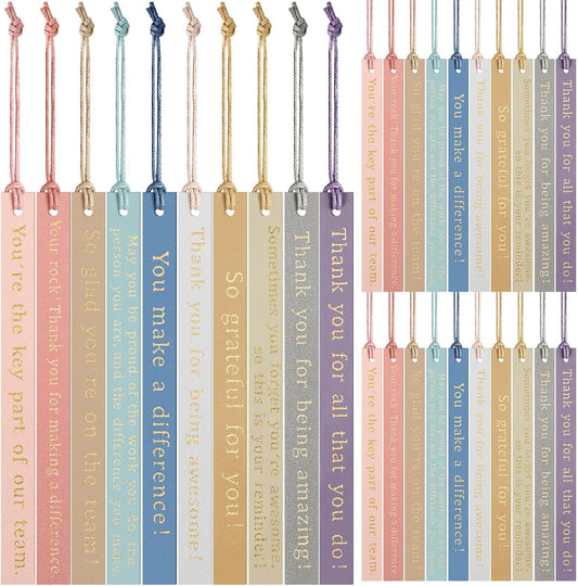 Skyygemm 30 Pcs Thank You Gifts Bookmark Bulk Employee Appreciation Gift Leather Inspirational Bookmark Pastel Leather Bookmark for Coworker Team Nurse Teacher Volunteer