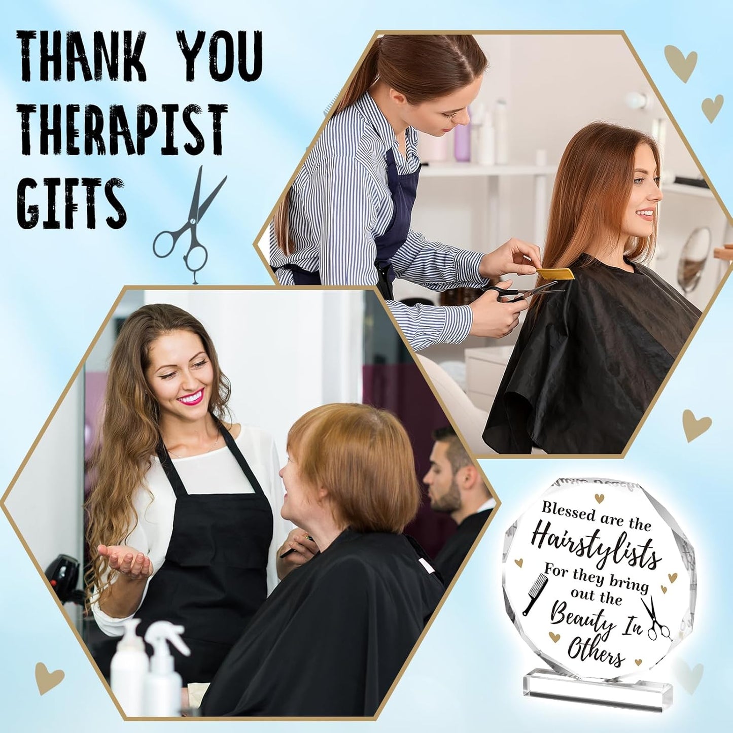Hairdresser Gifts Acrylic Desk Decor Barbershop Hair Salon Decor for Hair Stylist Cosmetology Women Men Birthday Valentines Plaque for Friend Hairdresser Barber