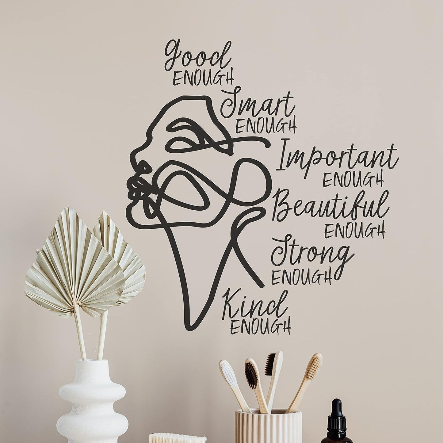 My Vinyl Story Inspirational Wall Decals for Women Line Art Set Quote Sticker Motivational Office Decor for Girls Wall Art Vinyl for Livingroom Bedroom Bathroom Classroom