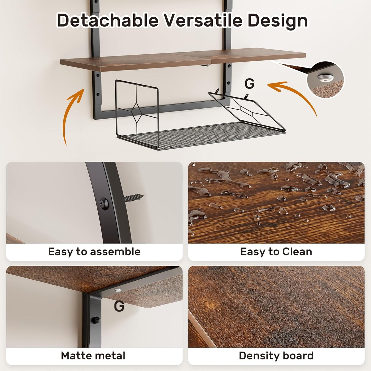 Floating Shelf for Wall- 31.5"x 24" 3+1 Tier Floating Shelves with Basket for Bathroom, Living Room,Bedroom and Kitchen Rustic Brown