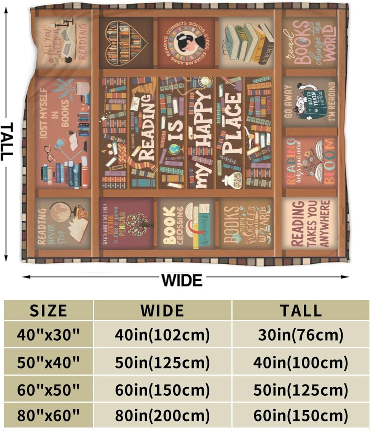 Book Lovers Gifts Blanket for Women, Bookworm Librarian Readers Booklover Bookish Gift, Books Lover Throw Blanket, Reading Accessorie Blankets Present For Birthday Christmas (Book Lovers-1, 80"X60")