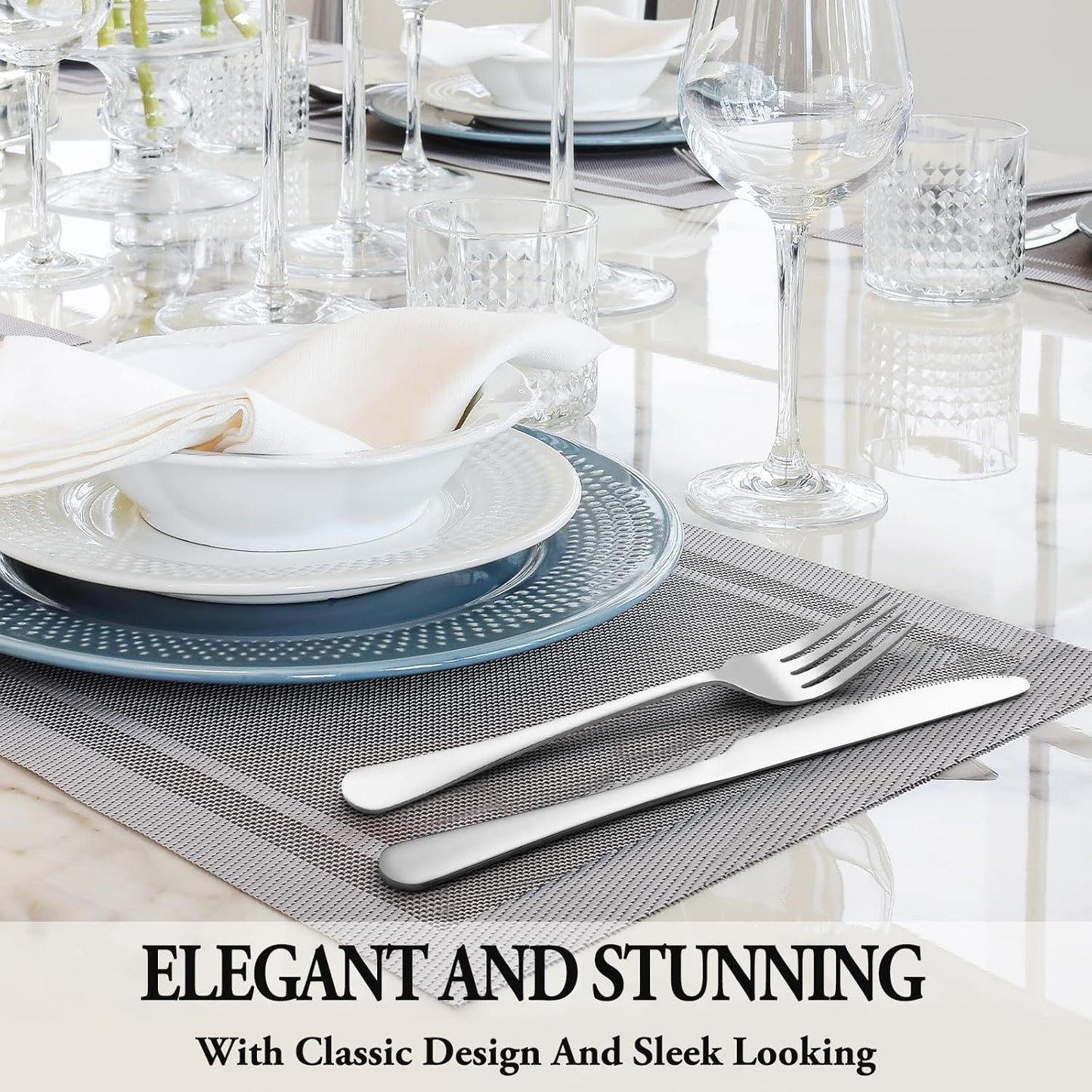 36 Pcs Silverware Set with Steak Knives Service for 6,Stainless Steel Flatware Set,Mirror Polished Cutlery Utensil Sets,Home Kitchen Eating Tableware Sets,Include Fork Knife Spoon,Dishwasher Safe