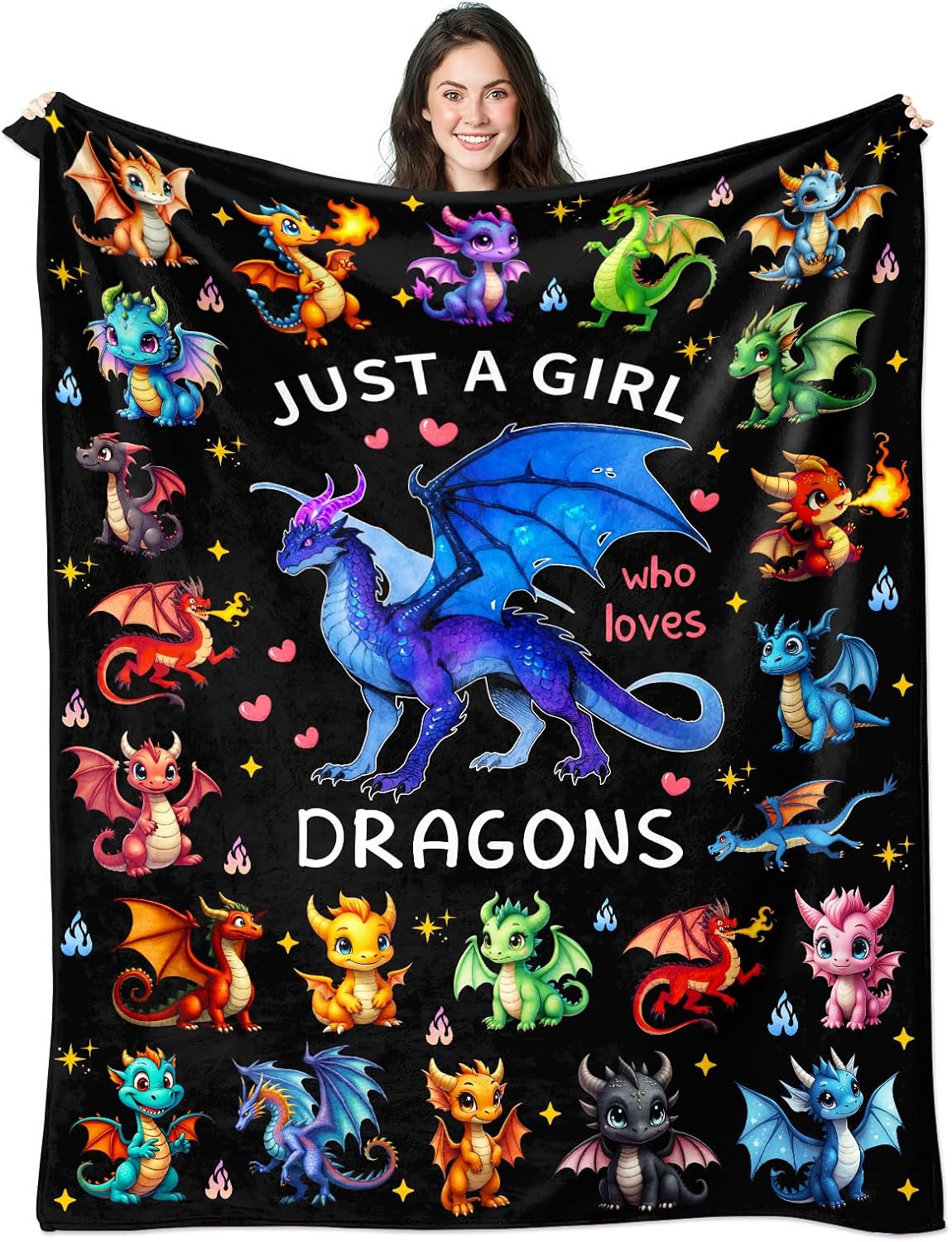 Dragon Blanket Ultra Soft Flannel Dragon Throw Blanket Dragons Birthday Bedding Decor Gifts for Kids Girls Boys Adults 50" x 40"