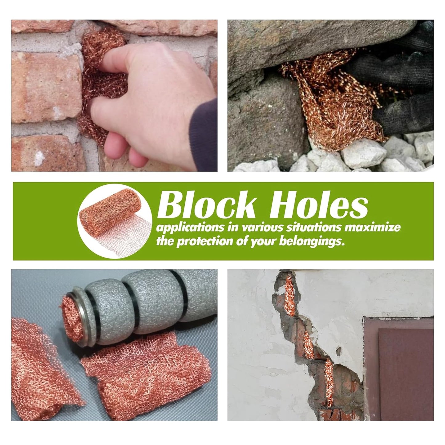 Copper Mesh Rodent Control Copper Wool for Slugs Mice Pest Snail Bird Control 5" x 100 ft Copper Wire for Weep Hole Covers Rodent Mesh