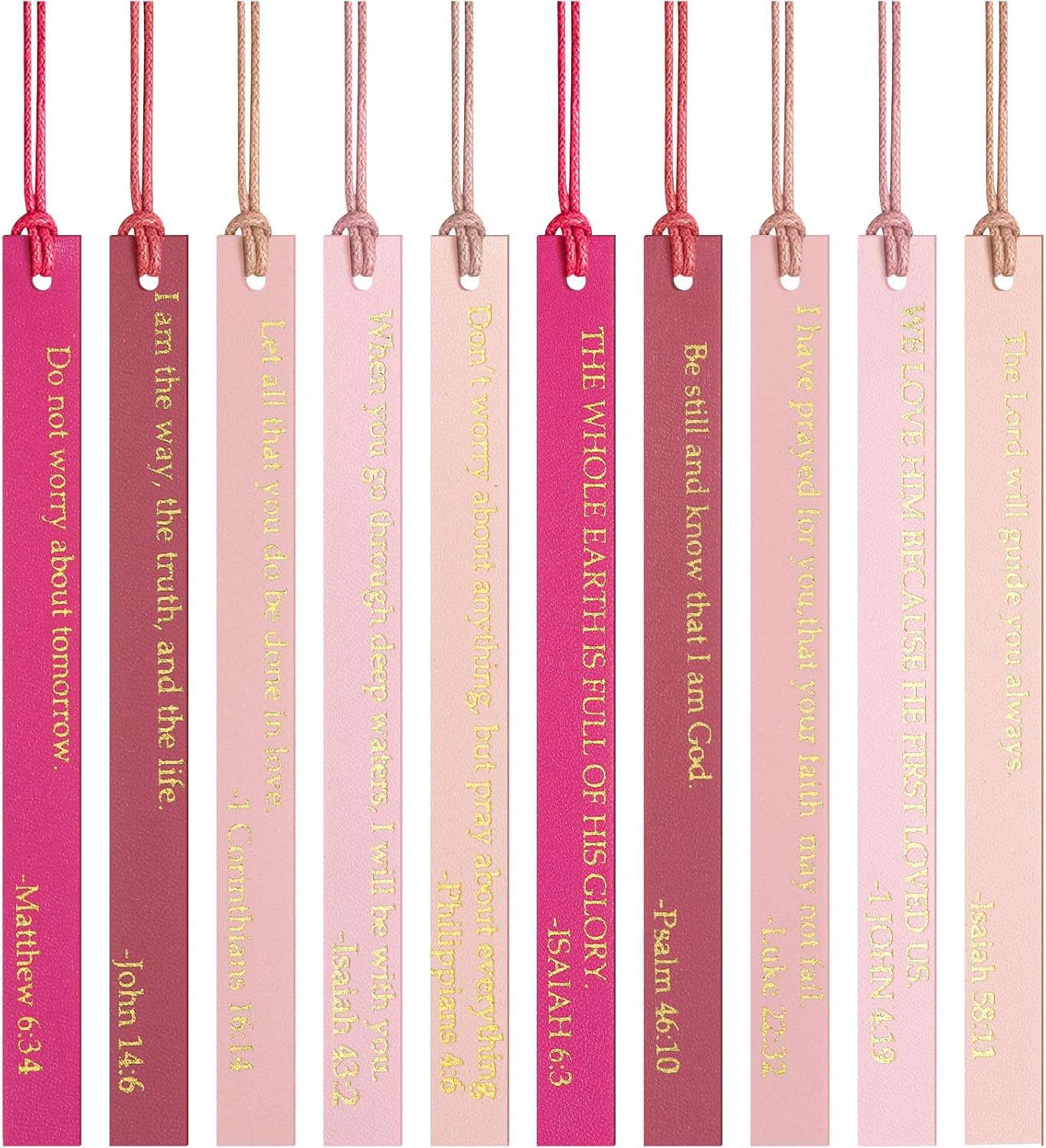 10 Pcs Christian Bookmarks for Women Leather Bookmarks Handmade Bible Christian Gifts for Women Book Lovers Readers Church Book Club(Rose Red)