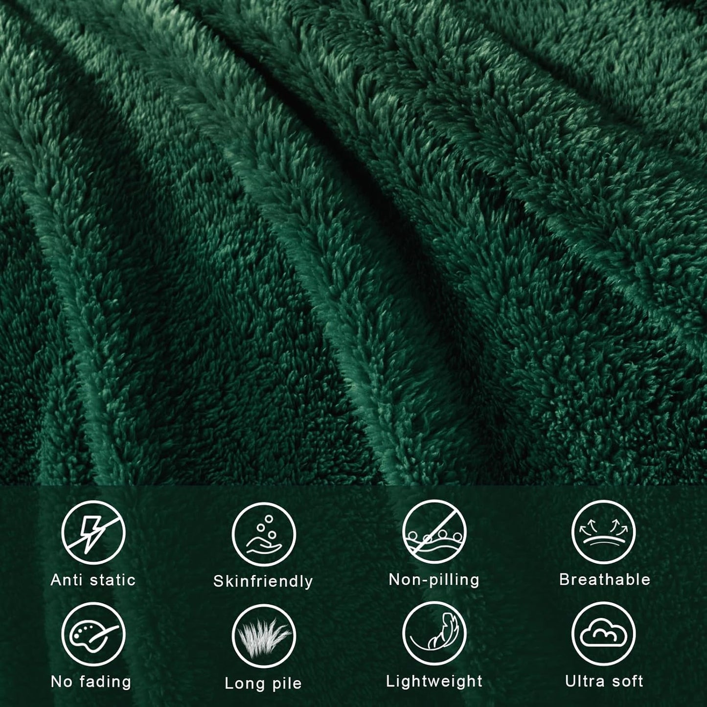 Exclusivo Mezcla Soft Fleece Throw Blanket for Couch, Super Soft Velvet Plush Fleece Blankets, Fuzzy Cozy and Warm for Winter, 50x60 Inches, Forest Green