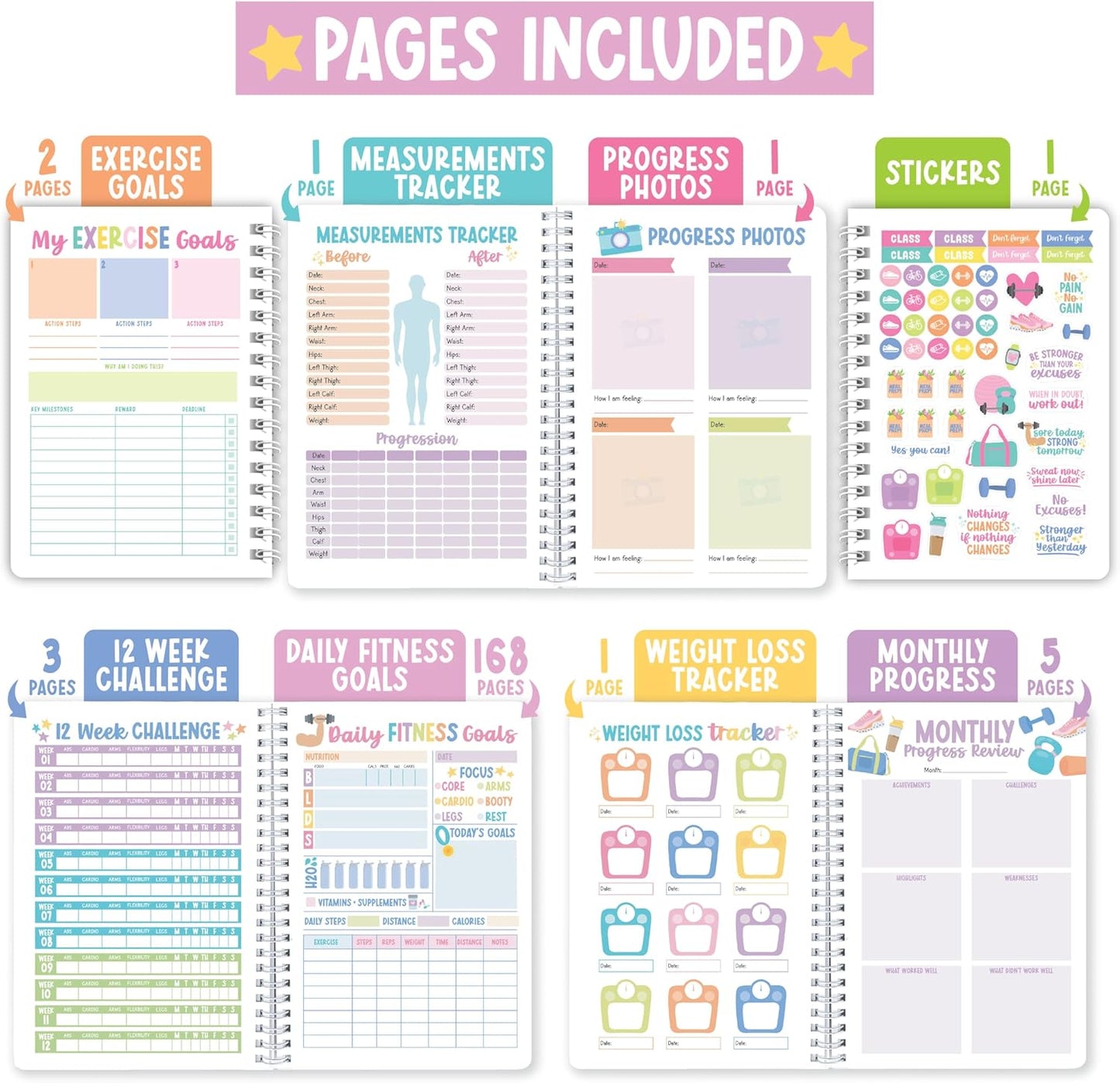 Fitness Journal for Women - Workout Journal for Women, Food and Fitness Journals, Undated Workout Log Book Planner, Exercise and Gym Journals, Exercise Planner Weight Loss Tracker
