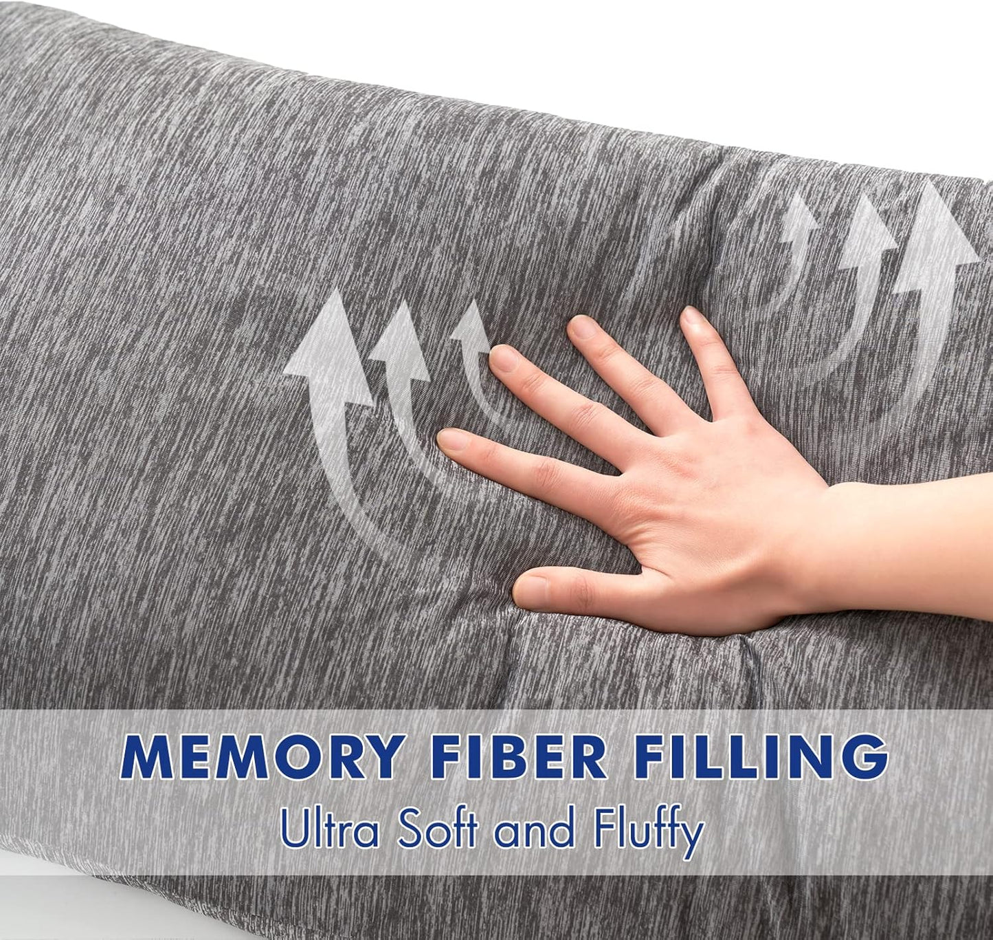 MIULEE Memory Foam Body Pillow for Adults, Cooling Long Full Body Pillow for Side Sleeper,Bed,Sleeping,Back and Stomach - 20x54 Inch Grey