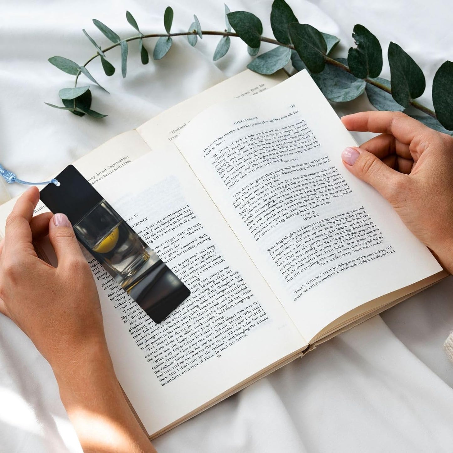 Glass of Water with Lemon Bookmarks Gifts for Women Men, Wooden Bookmarks for Book Lovers, Vintage Book Marks Ornaments with Tassel, Unique Personalized Reading Page Markers Sky Blue