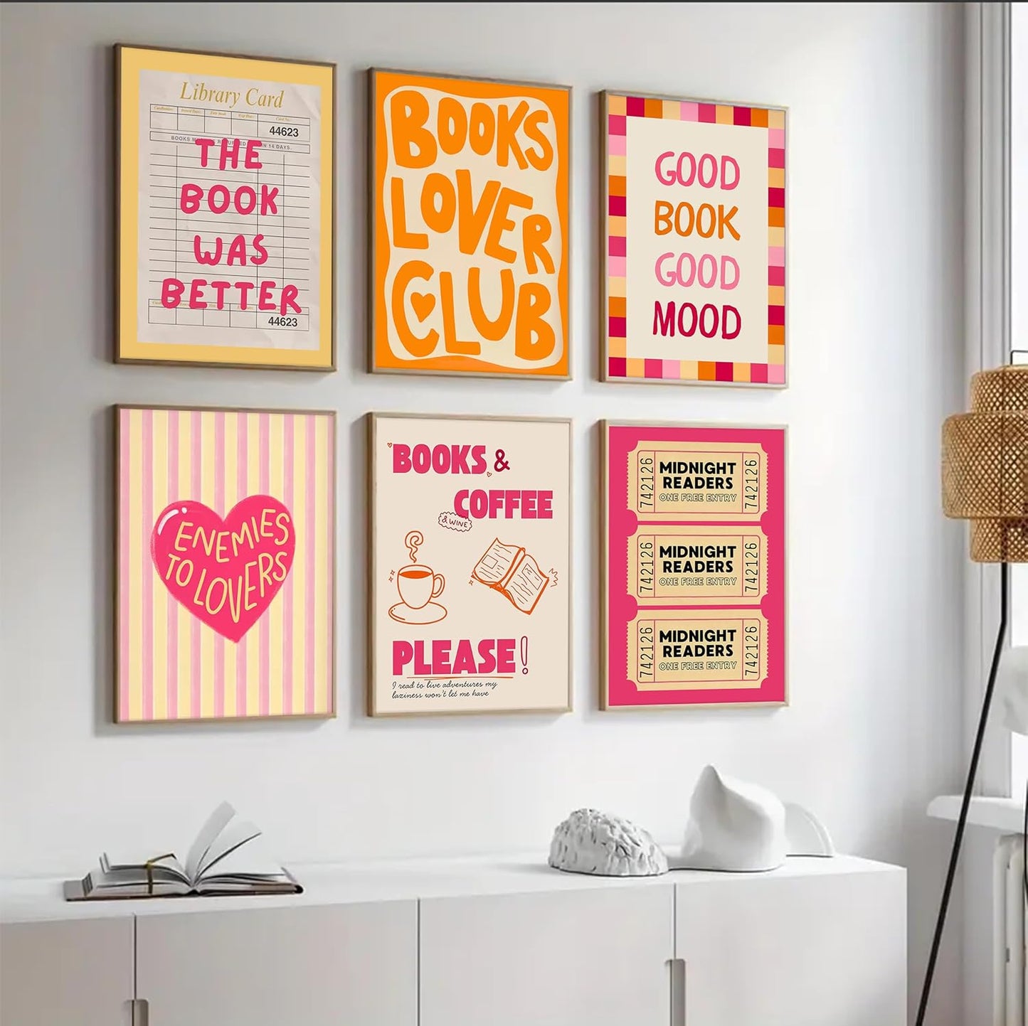 6Pcs Funny Reading Quotes Wall Art Book Reading Painting Pictures Wall Decor Trendy Preppy Book Club Poster Prints Artwork For Classroom Library Cafe Home Decoration 8X10 Unframed