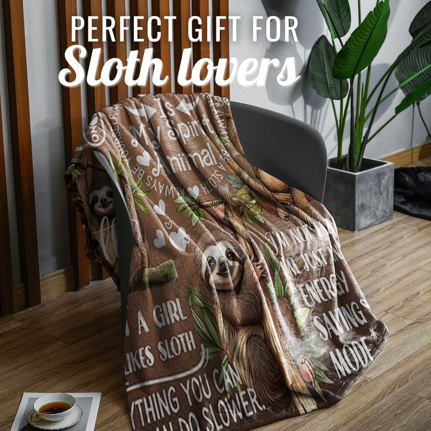 InnoBeta Sloth Gifts for Women - Sloth Throw Blanket, Flannel Blankets for Women, Girls, Teens, Spirit Animal, 60x80 Inches