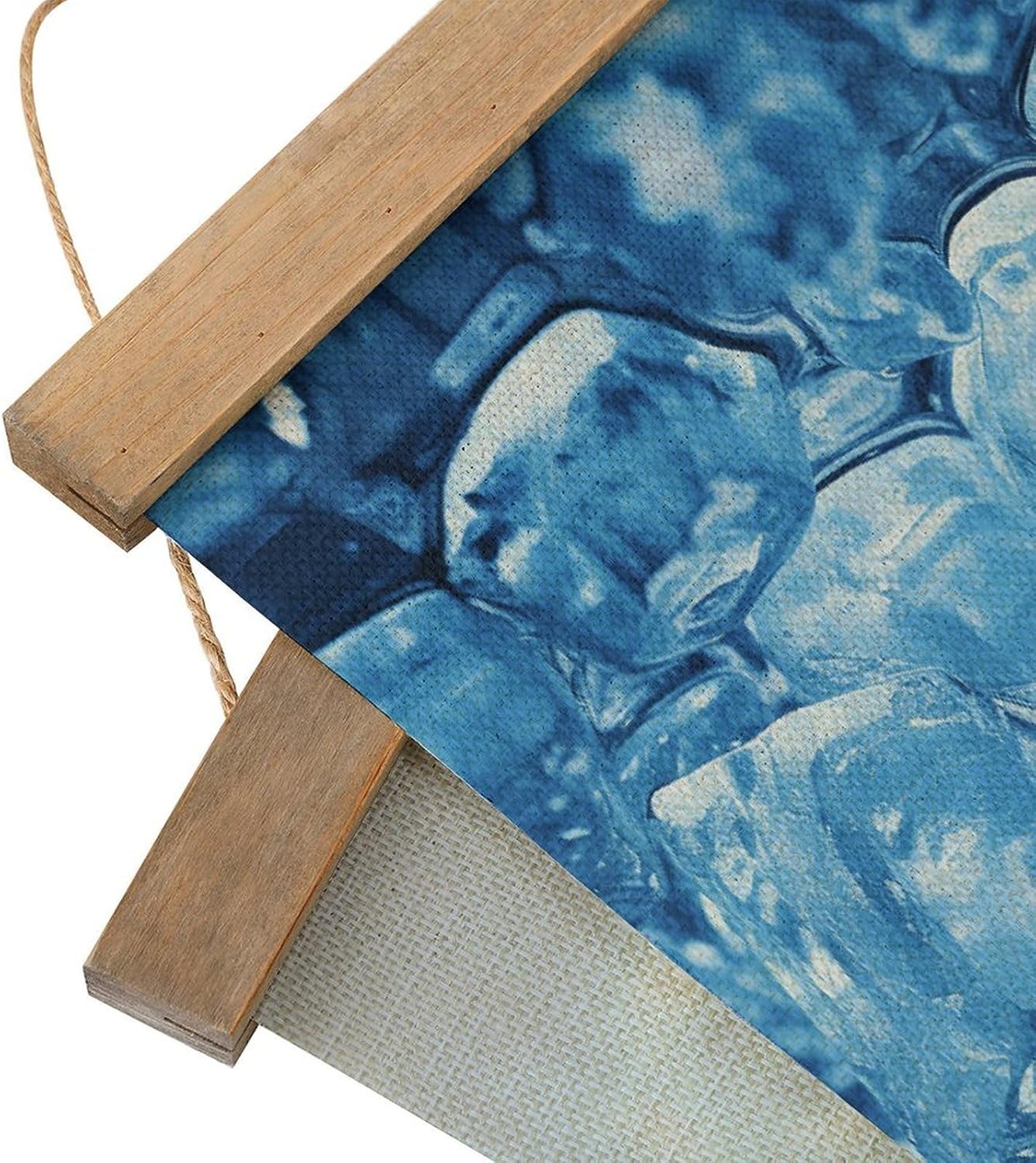 Vintage Blue Ice Cube Background Poster with Wooden Frame Personalized Linen Hanging Scroll Painting Rustic Wall Hanging Illustrative Modern Artwork Decor for Home Living Room Bedroom Office