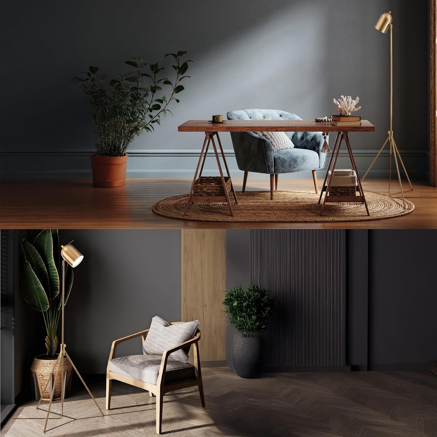 O'Bright Helios - Adjustable Tripod LED Floor Lamp, Dimmable, Swivel Head, Perfect for Reading and Task Lighting, Black