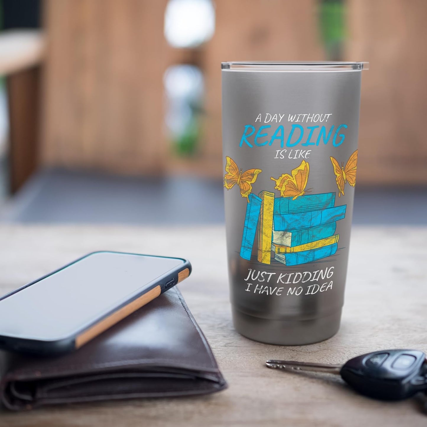 Vintage Retro A Day Without Reading Is Like I Have No Idea Stainless Steel Insulated Tumbler