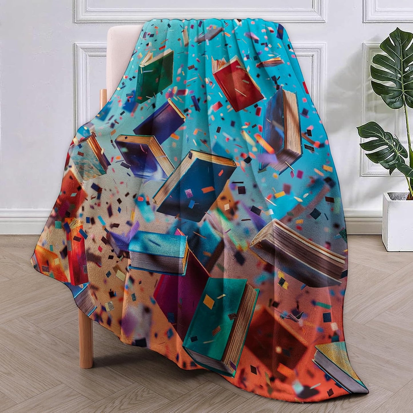 Book Blanket,Reading Flannel Throw Blankets,Soft Warm Lightweight Cozy Plush Throws for Bedroom Sofa Home Decor Graduation Gifts for Book Lovers Women Girls 50"x60"