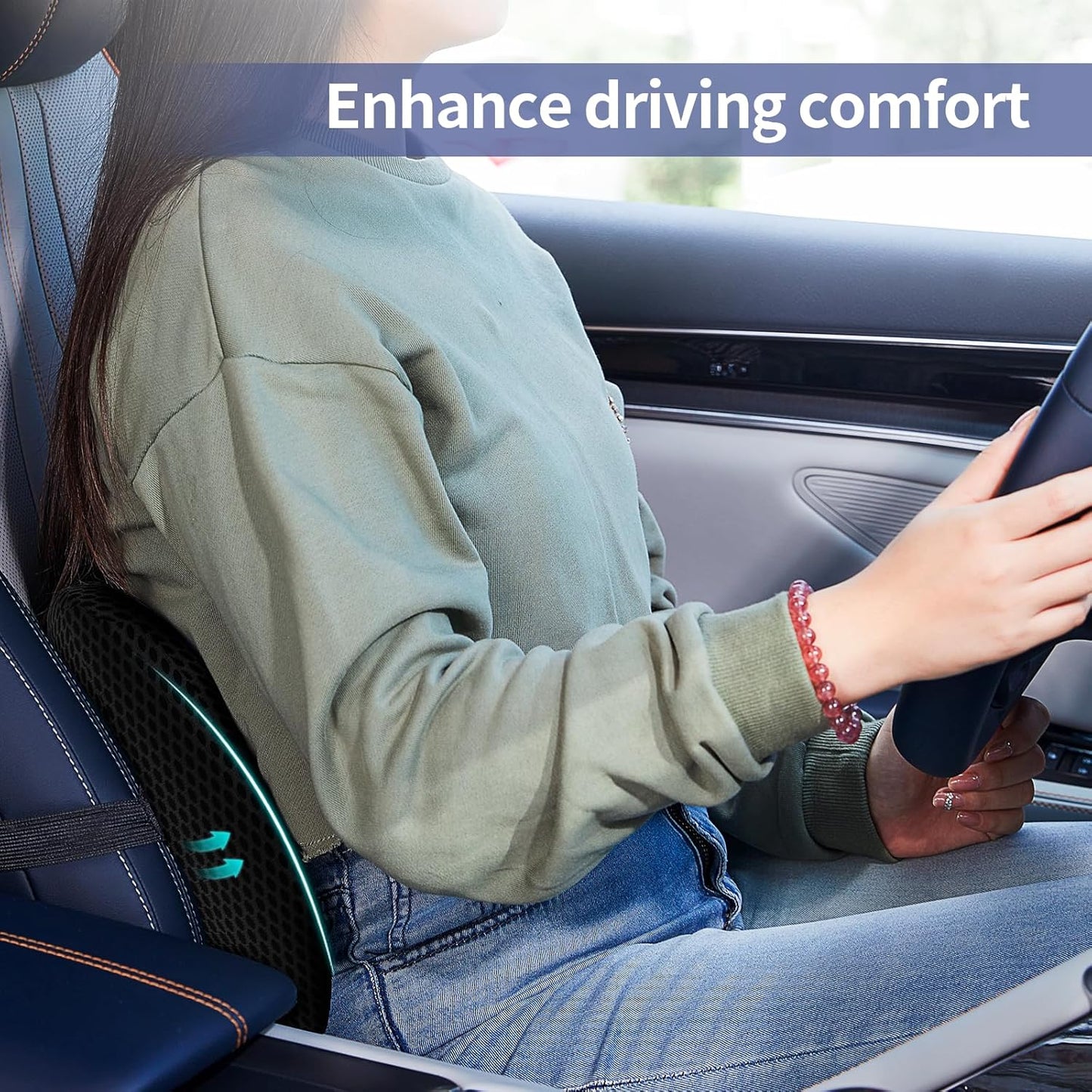 Lumbar Support Pillow for Office Chair, Car Lumbar Pillow Lower Back Pain Relief, Memory Foam Back Cushion with 4D Mesh Cover and Adjustable Straps, Ergonomic Chair Back Pillow for Car,Bed, Gaming