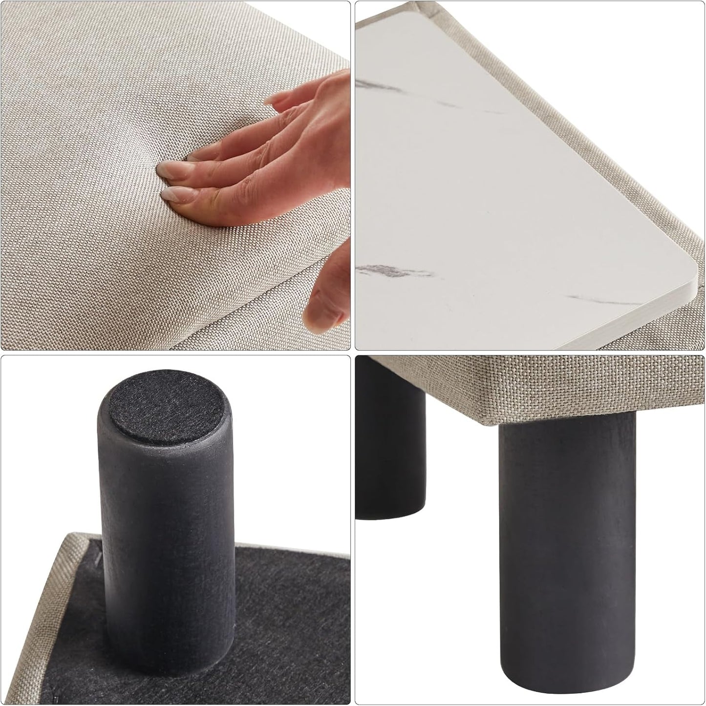 IBUYKE Storage Ottoman Footrest Stool with Linen Fabric, Rectangular, Flip Top Lid, Non-Slip Feet, Compact Design, Stylish and Functional, Linen RF-BD223