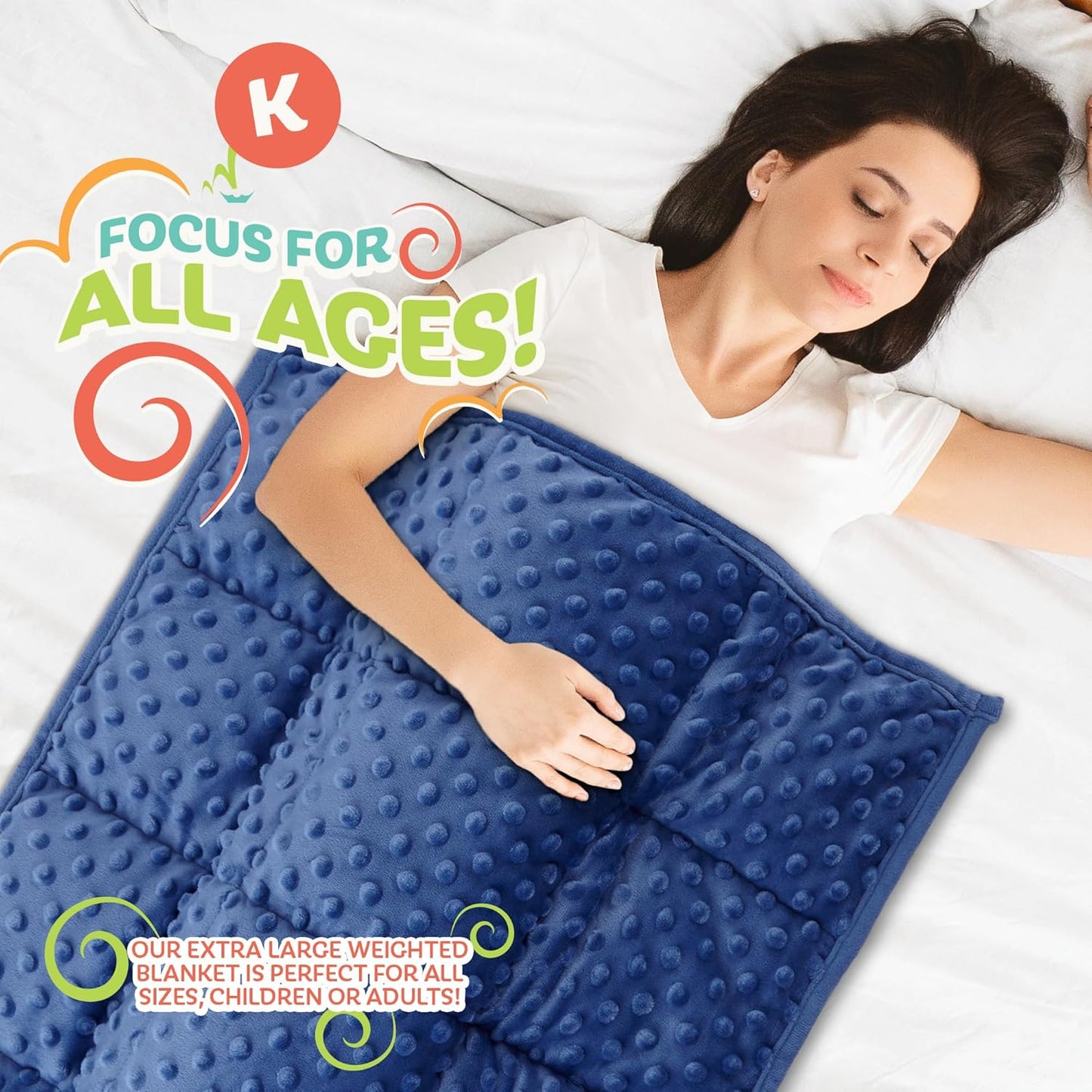 XL Weighted Blanket for Kids 5lb (Blue) 36x48 Inch, Plush Minky Kids Blanket with Travel Bag, Blanket for Ages 4 to 10