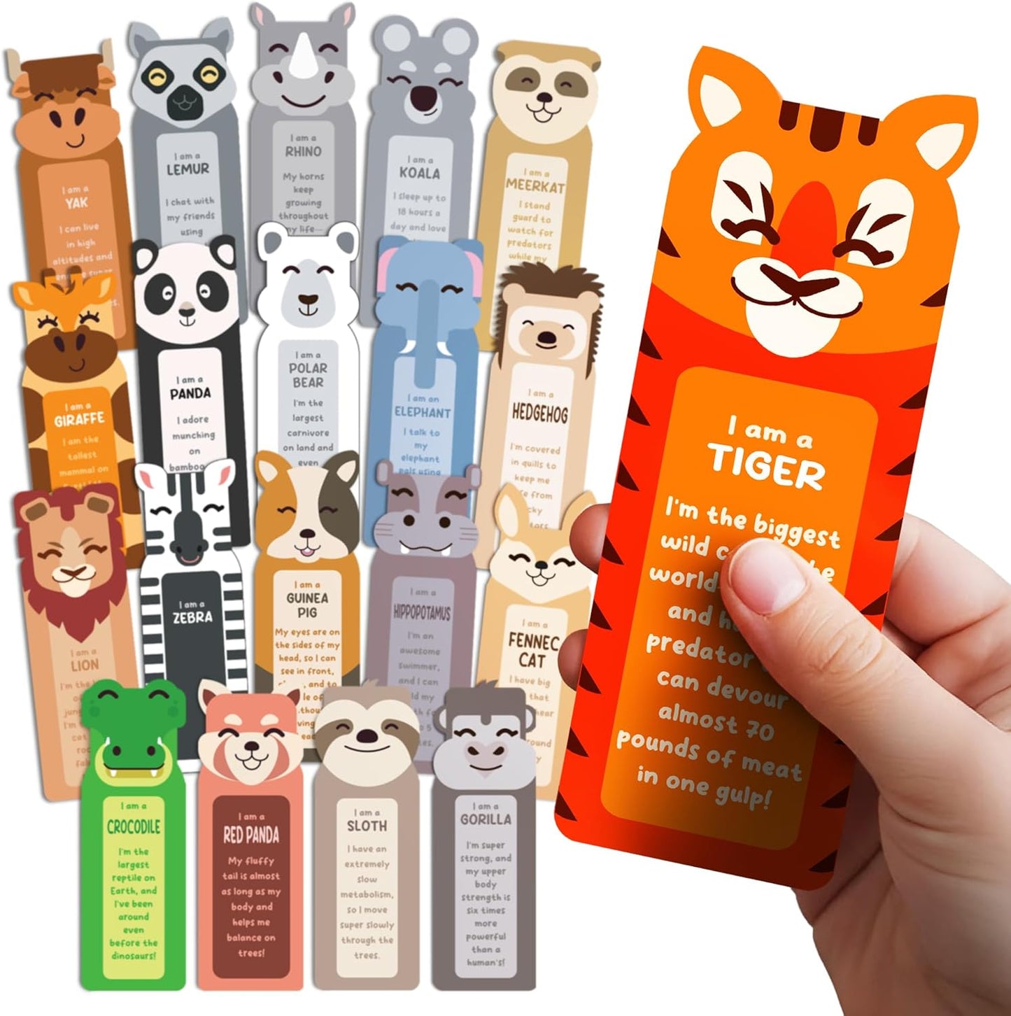 100 Bulk Bookmarks for Kids 2x6 inches – Multiple Designs – 20 Different Animal Fun Facts – Book Marks for Reading, Kids Classroom Rewards, Student Incentives, Supplies for Teachers