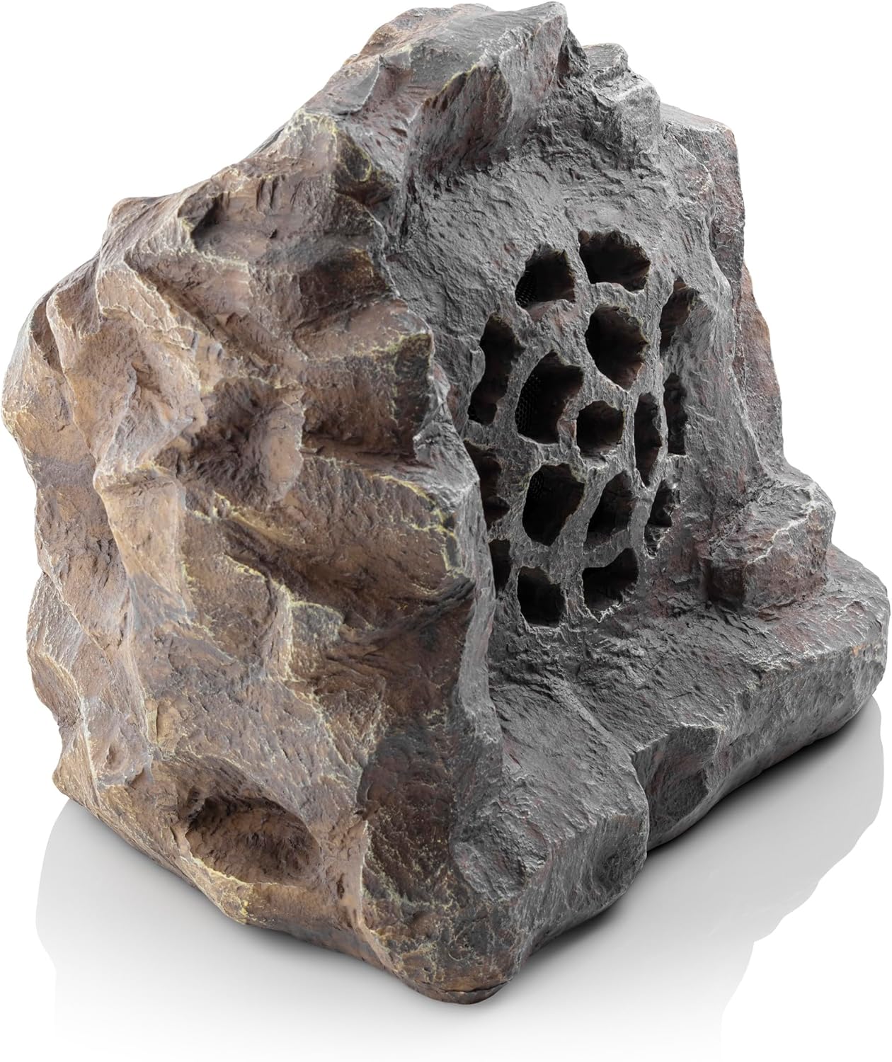 Alpine Corporation 11" Tall Waterproof Bluetooth Solar-Powered Wireless Rock Speaker with 50 Foot Range High-Fidelity Sound, and Portable Audio System, Gray