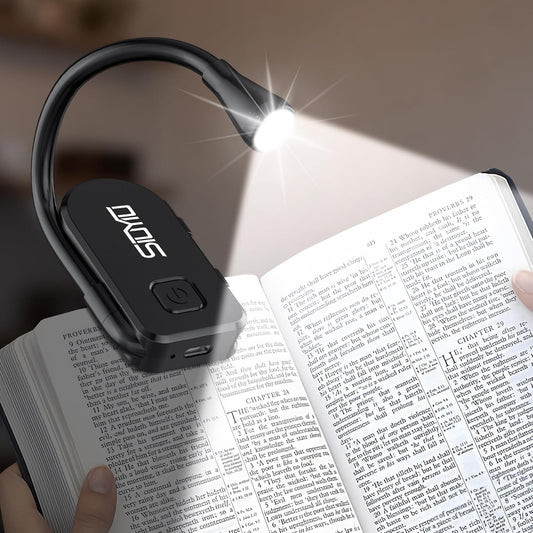 Extendable Book Lights for Reading at Night, Rechargeable Clip on LED Reading Light - 3 Color Temperatures with Stepless Dimming, 80 Hrs Runtime Lightweight Clip on Light for Book Lovers