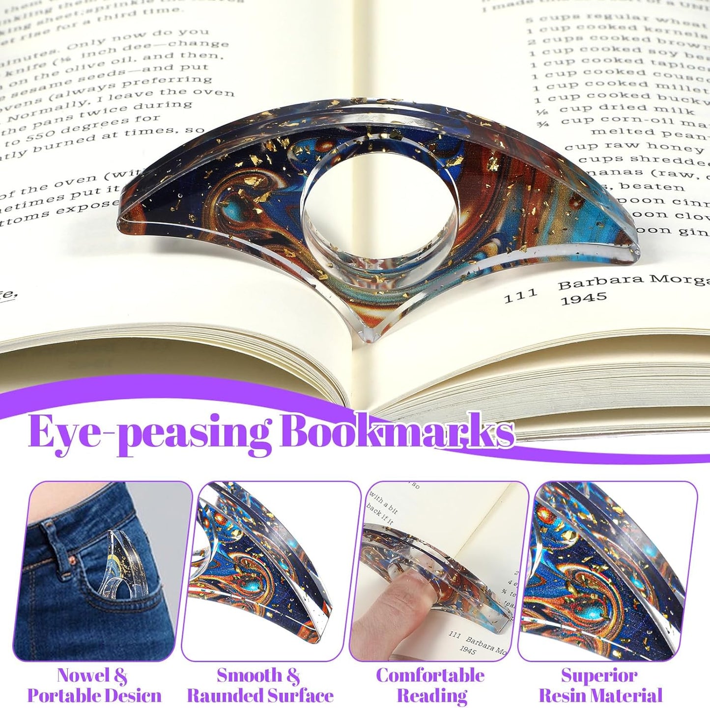 2Pcs Book Page Holder Book Thumb Page Holder Thumb Ring Books Marks for Reading Accessories Transparent Bookmarks for Women Best Friend Christmas Gifts for Books Lovers Teacher Readers(Blue)