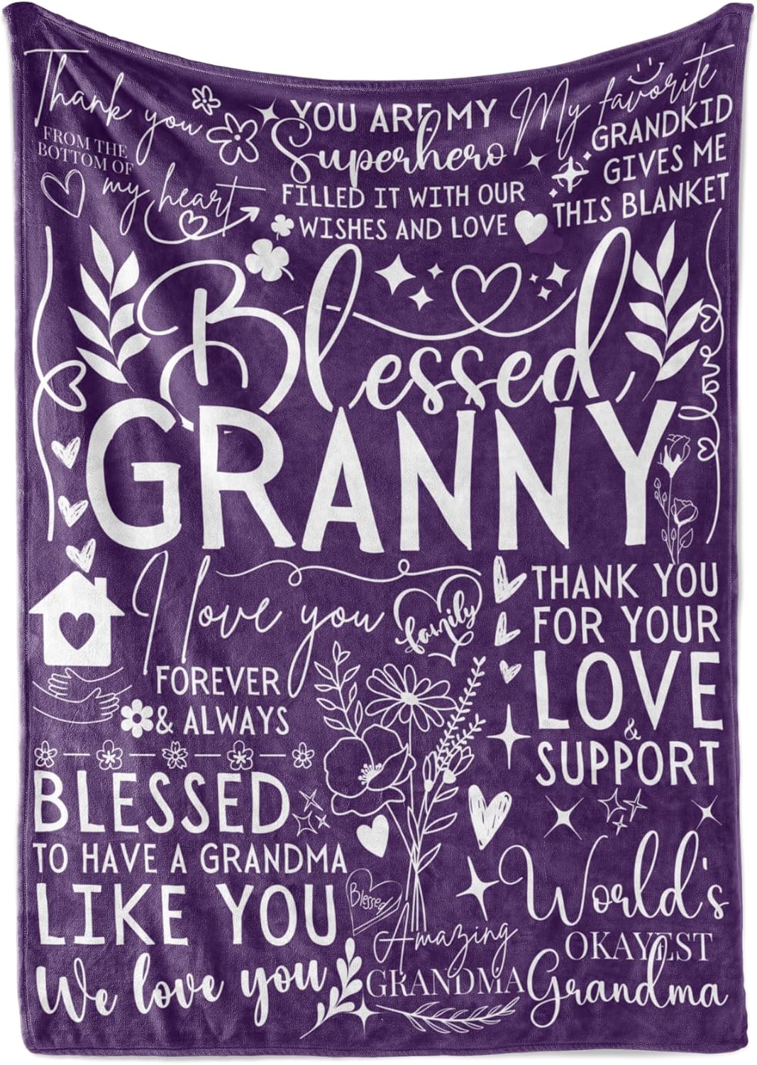 Granny Gifts for Grandma on Mothers Day, Soft Flannel Blanket, 65 x 50 inches