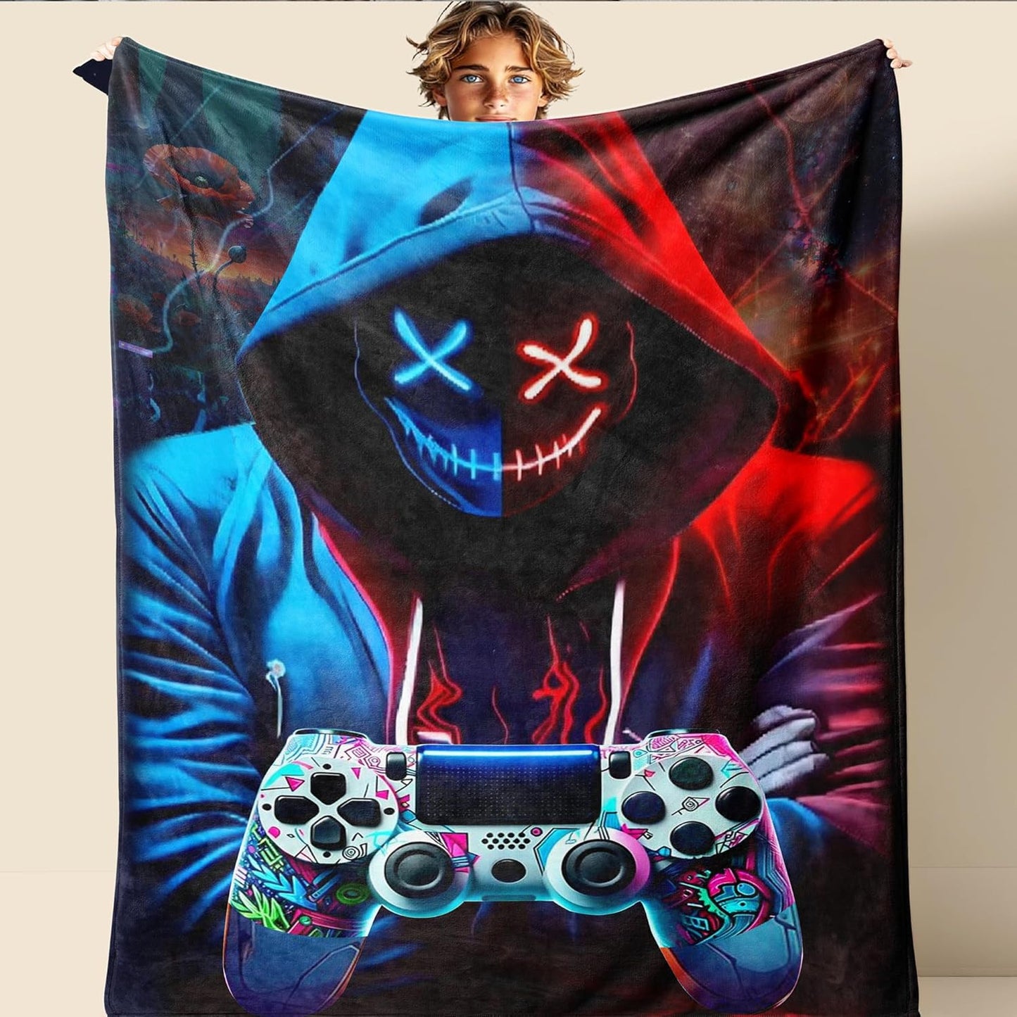 Gaming Throw Blanket, Boys Girls Gaming Blankets, Gaming Blanket for Boys Gifts for The Ultimat Gaming for Kids Teens Son Husbands Men Boyfriends Sofa Bedroom 60 X 50