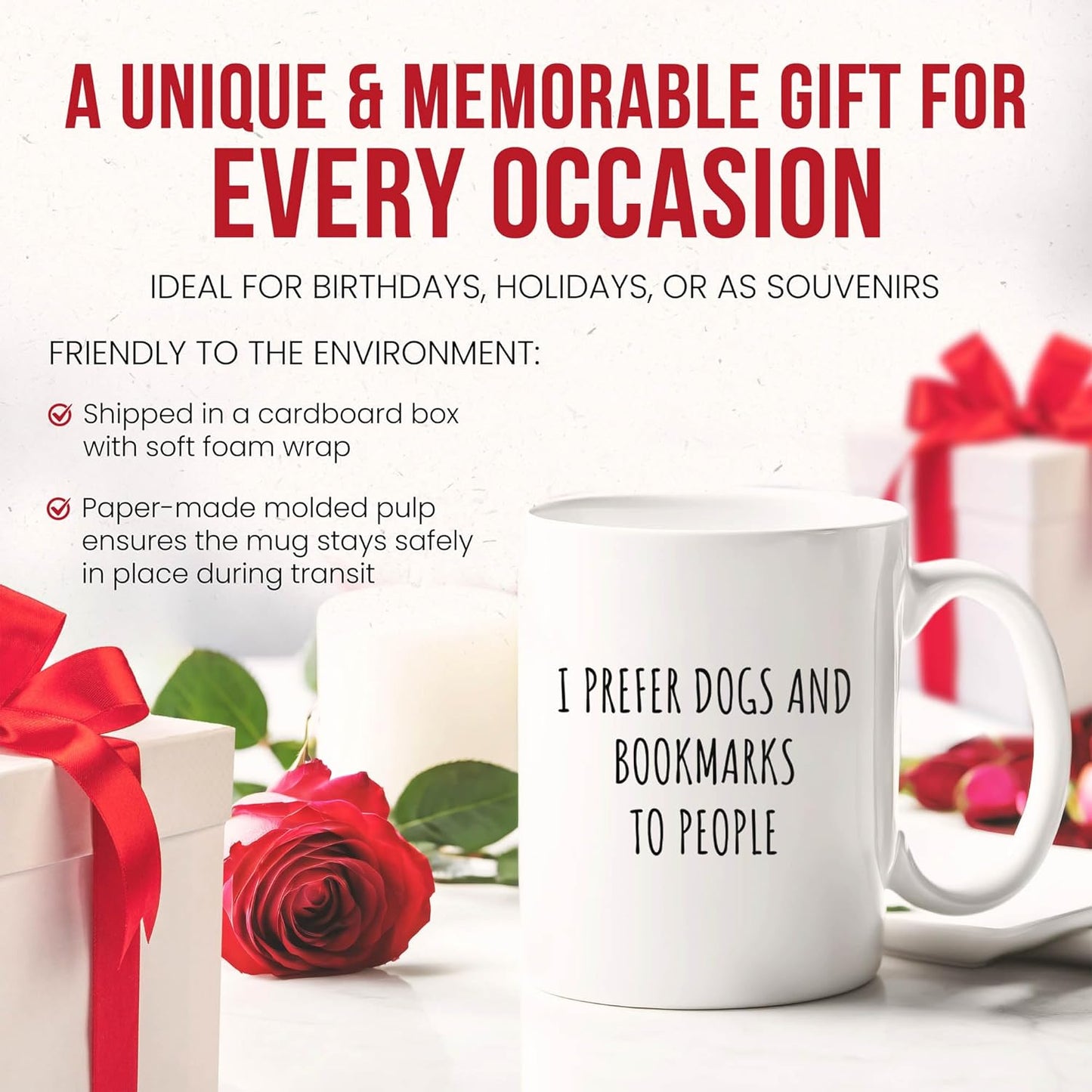 I Prefer Dogs And Bookmarks Mug - Reading Coffee Cup - Bookworm Funny Gift From - Literary Tea Mugs - Cups - 11 Oz Ceramic Gifts For Literature Lovers, Birthday, Him, Her, Christmas, Book Owner, Story